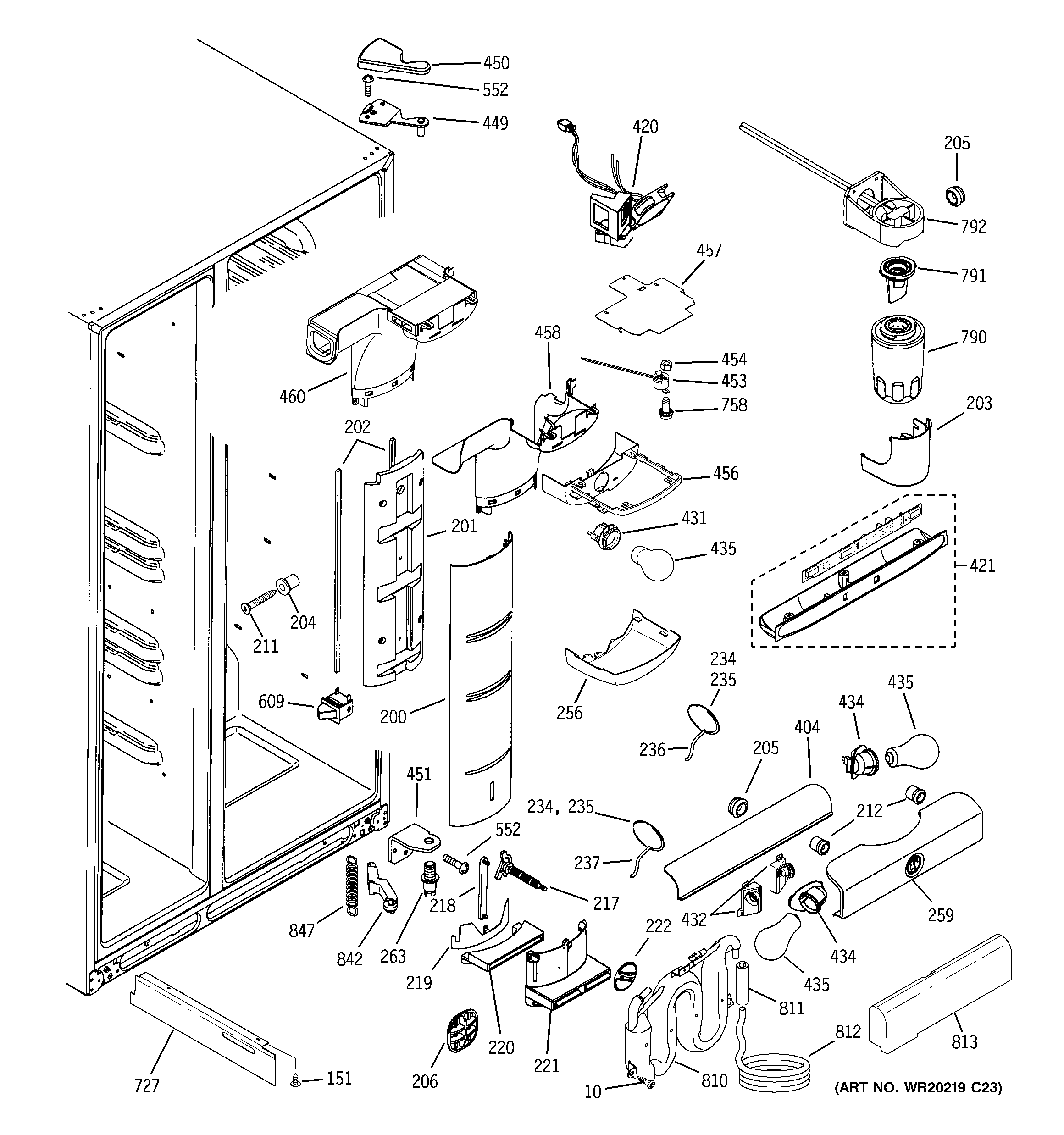 GE PCK23NHWAFCC fresh food section diagram