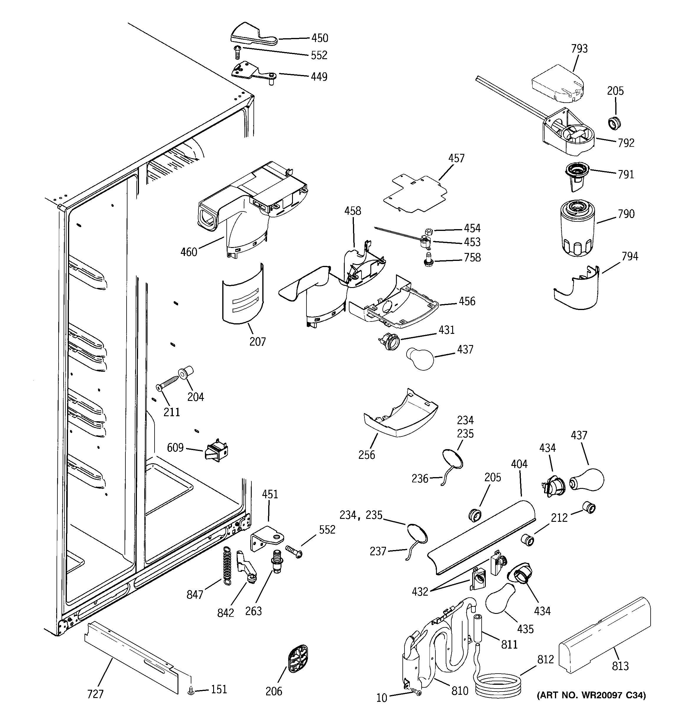 GE PSSC6KGWACC fresh food section diagram