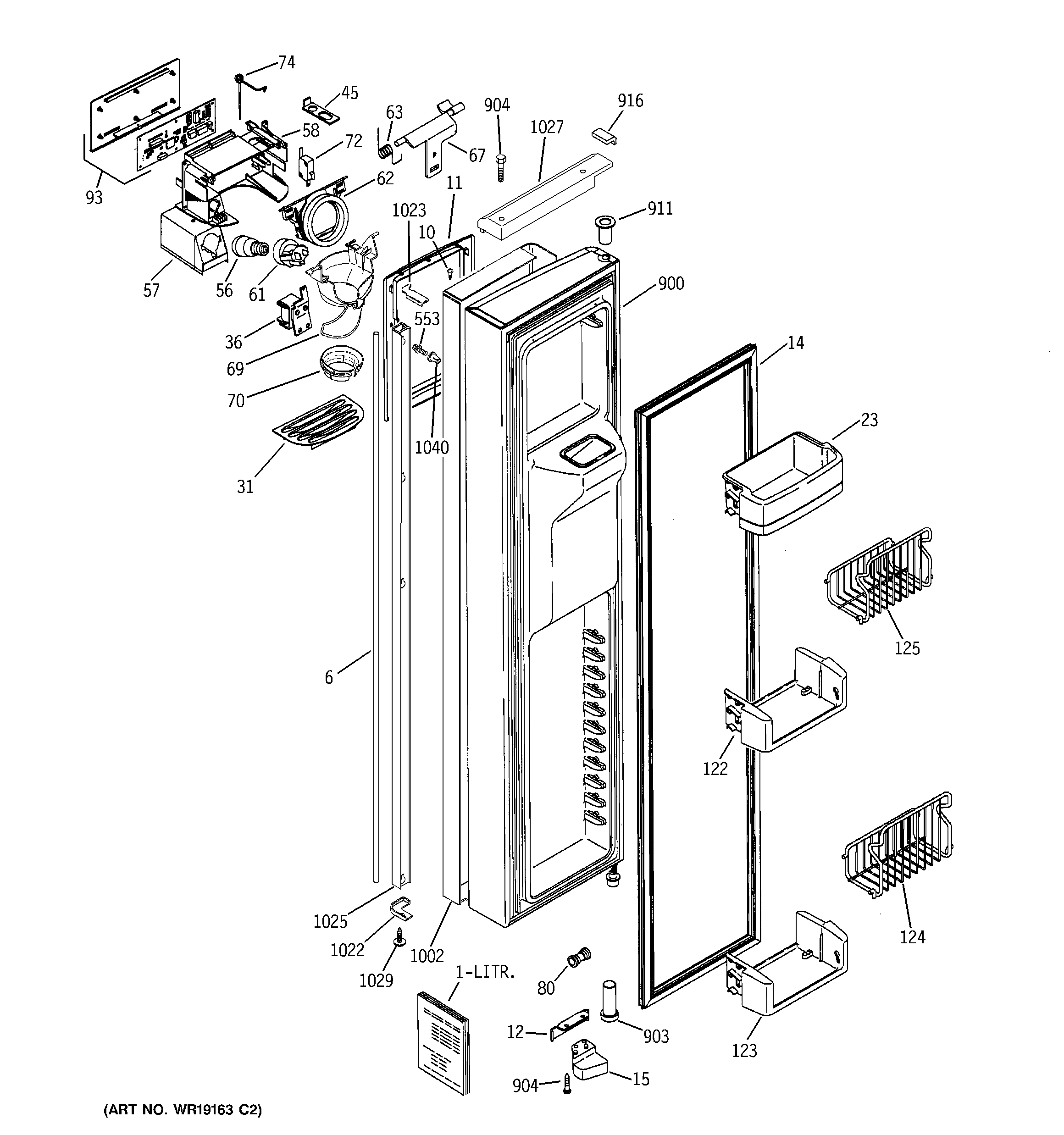 GE PSH23SGNABS freezer door diagram
