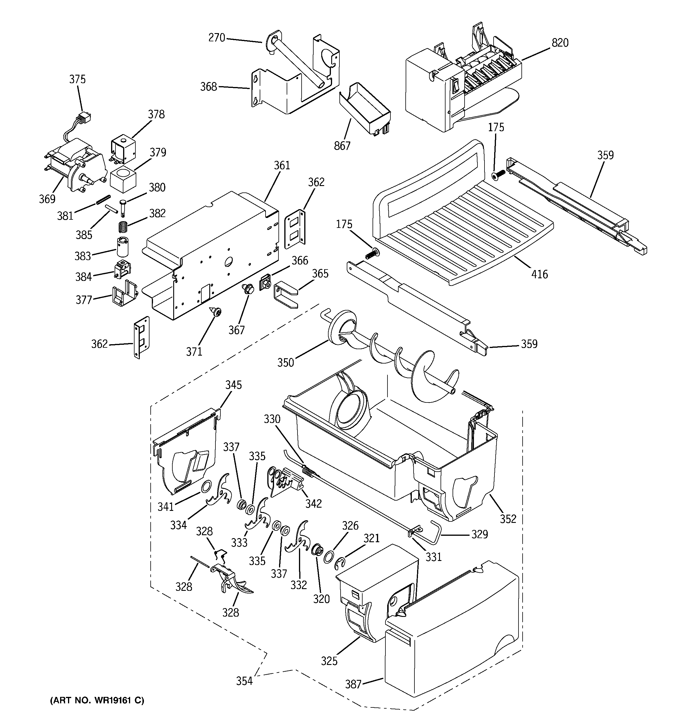 GE PSH23SGNABS ice maker & dispenser diagram