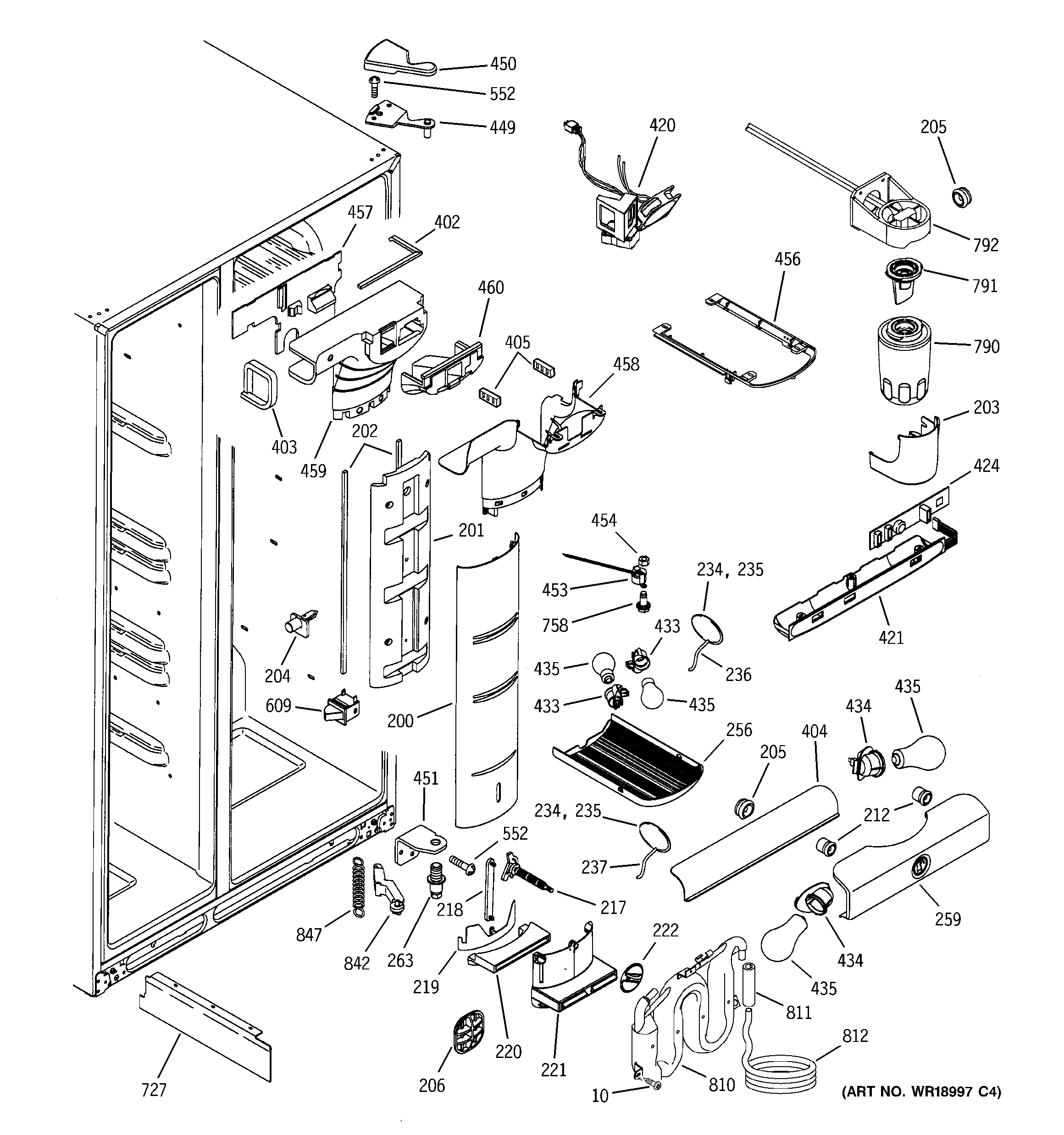 GE PSH23SGNABS fresh food section diagram