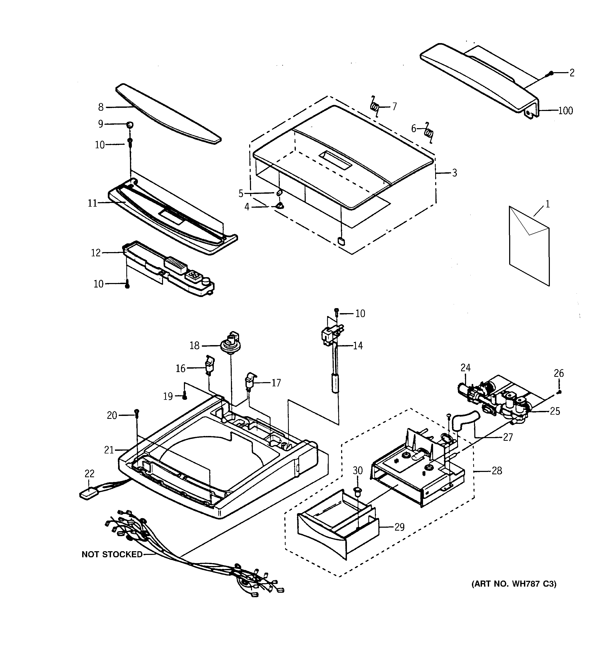 GE WSLP1100A0AA lid & top diagram