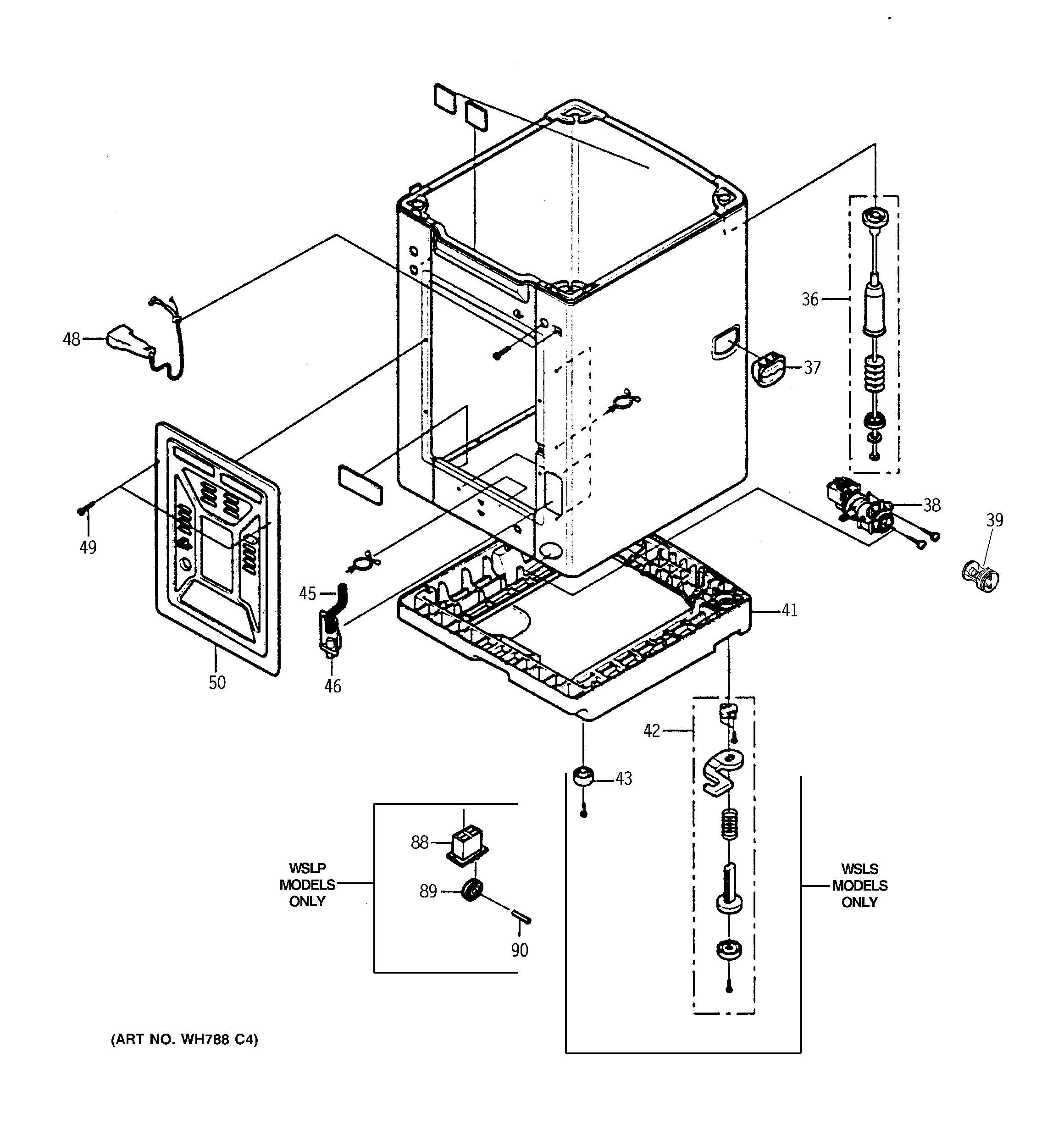 GE WSLP1100A0AA cabinet & base diagram