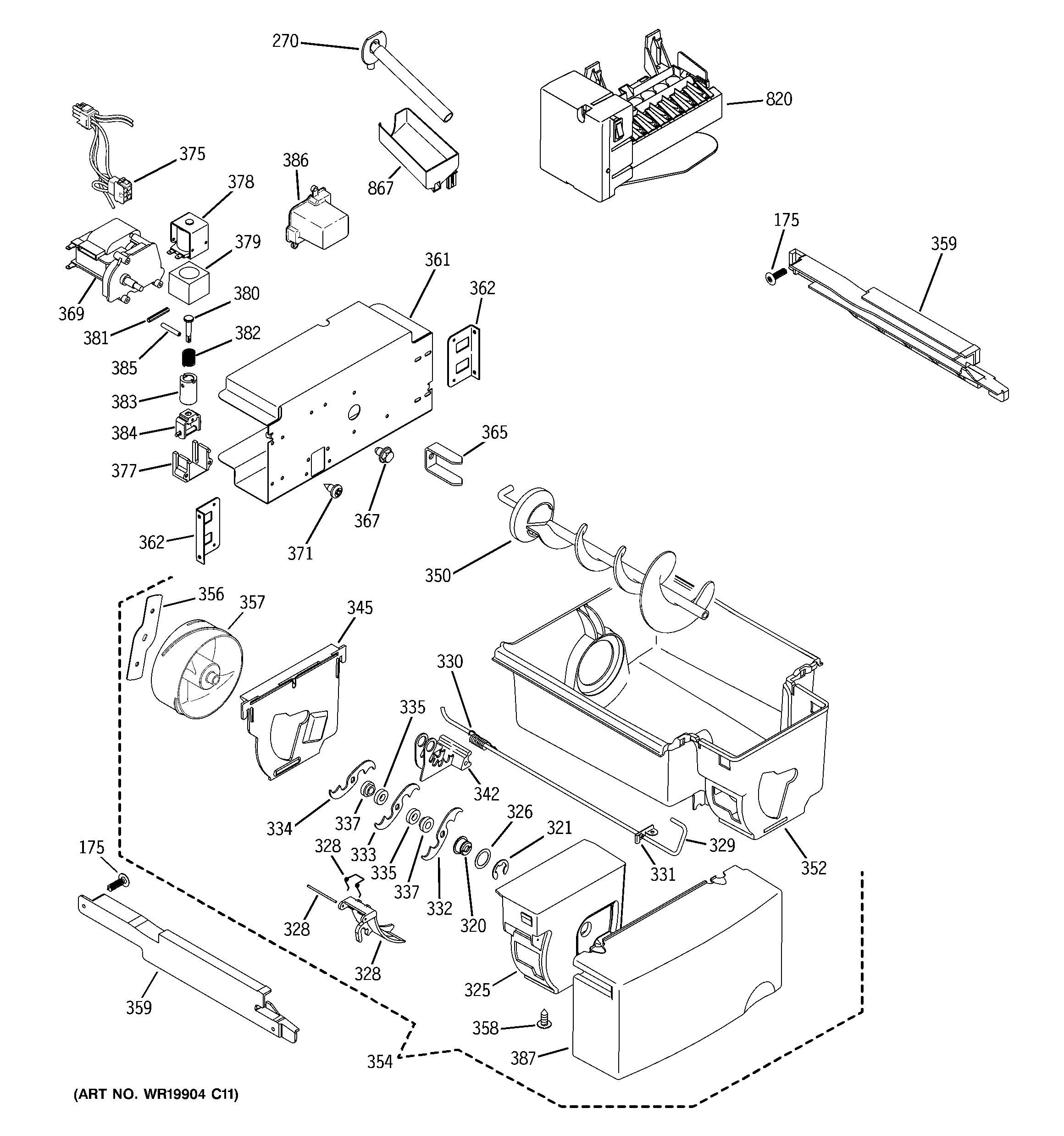 GE GSS25KSTESS ice maker & dispenser diagram