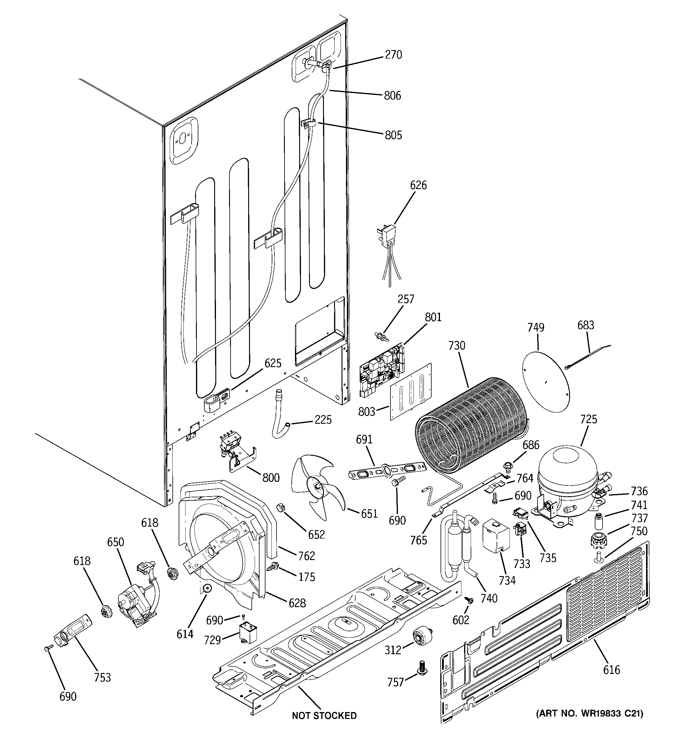 GE GSS25KSTESS sealed system & mother board diagram