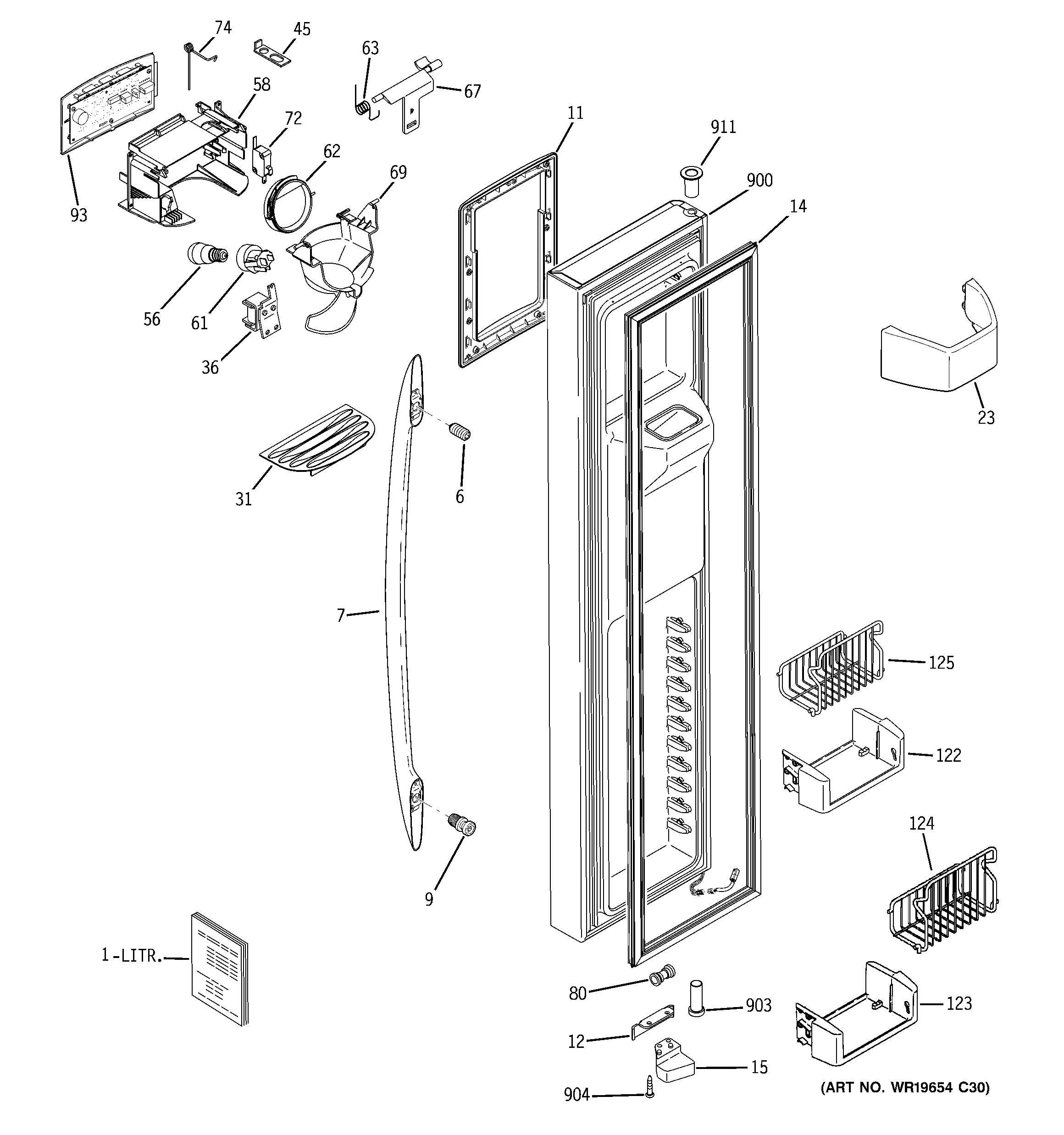 GE PSK27SGWACSS freezer door diagram