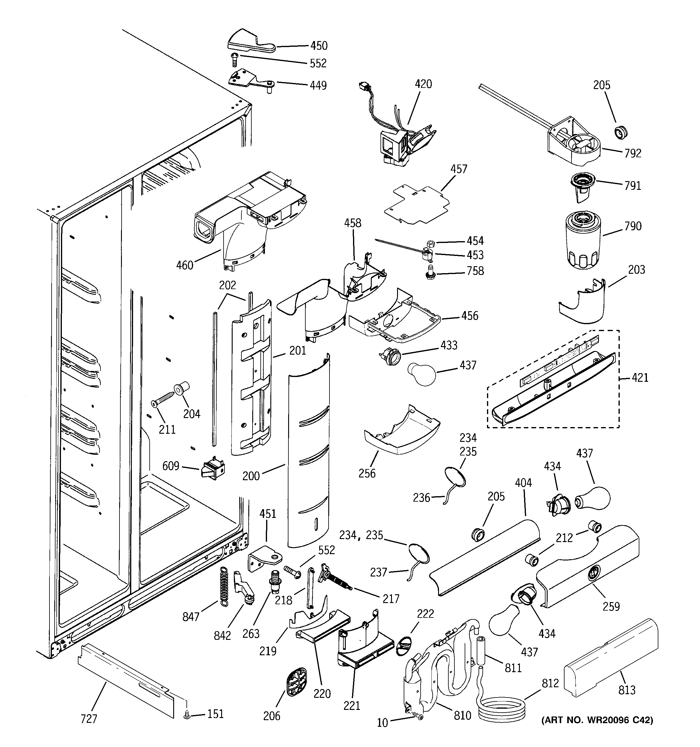 GE PSK27SGWACSS fresh food section diagram