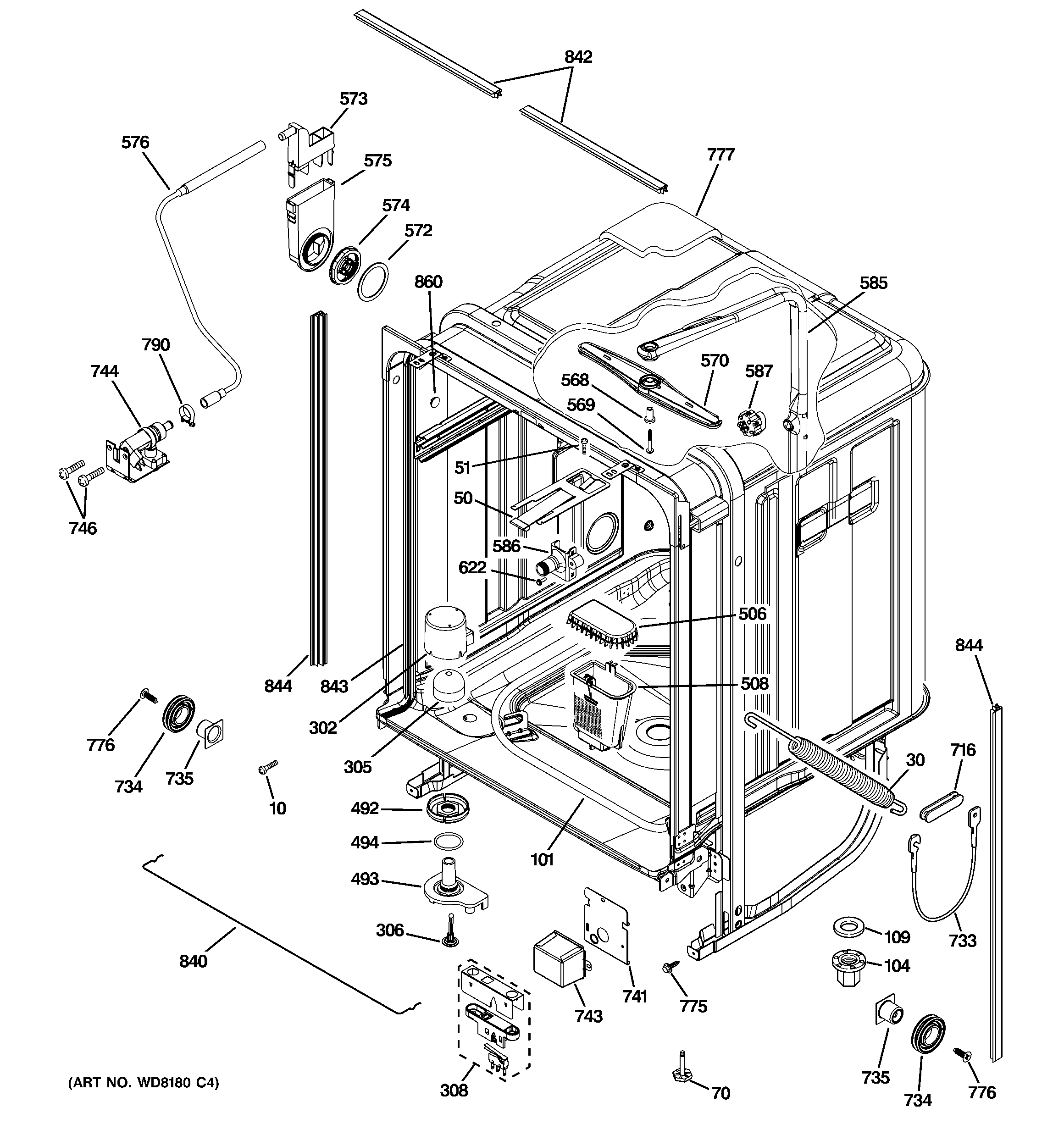 GE CDW9380N00SS body parts diagram