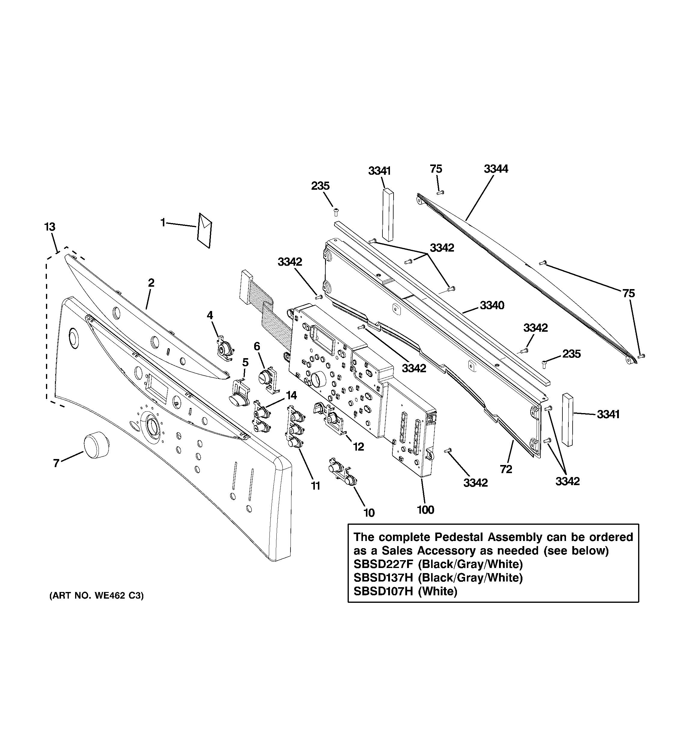 GE DCVH660GH2BB controls & backsplash diagram
