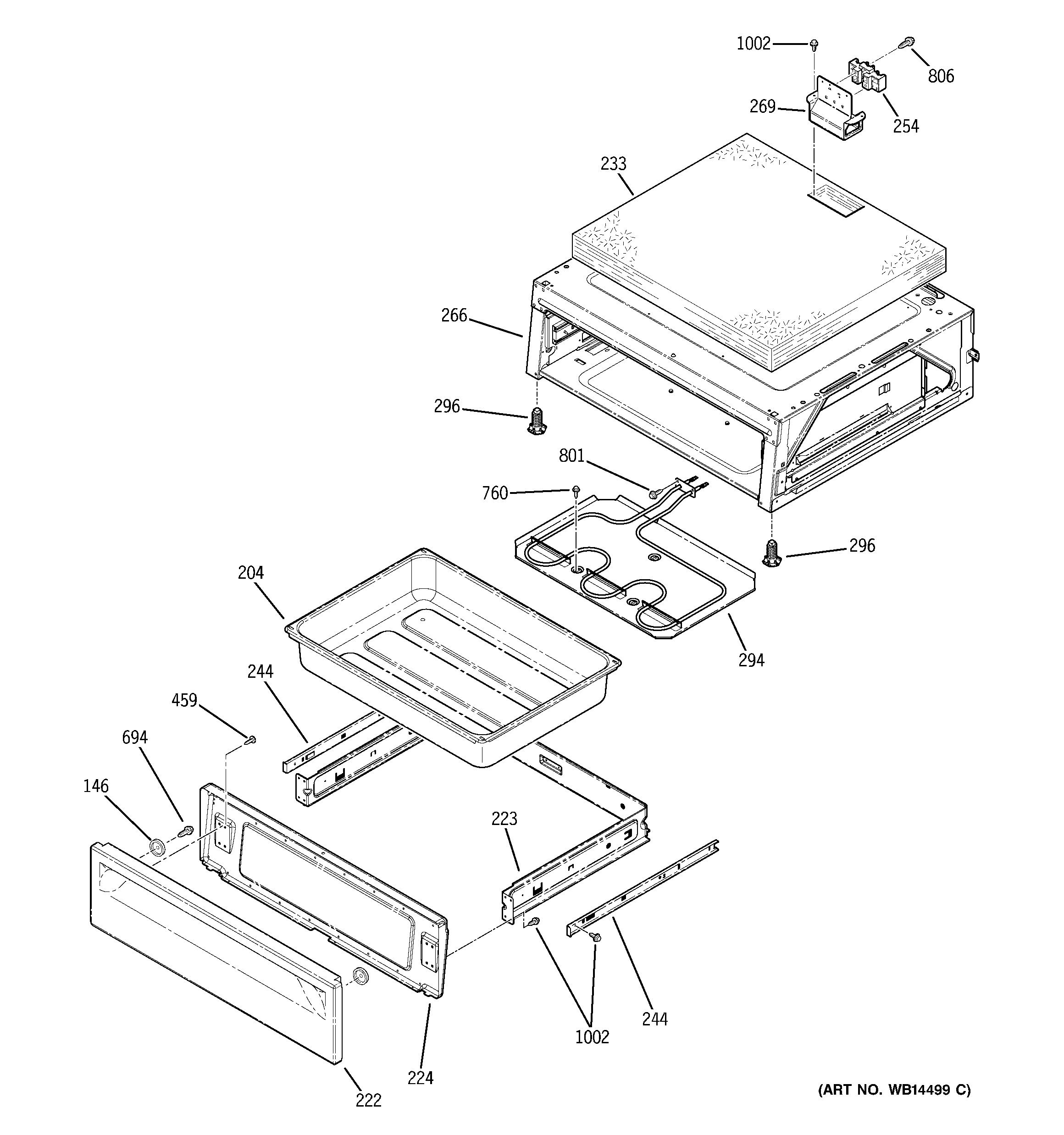GE JBP84DM2BB warming drawer diagram