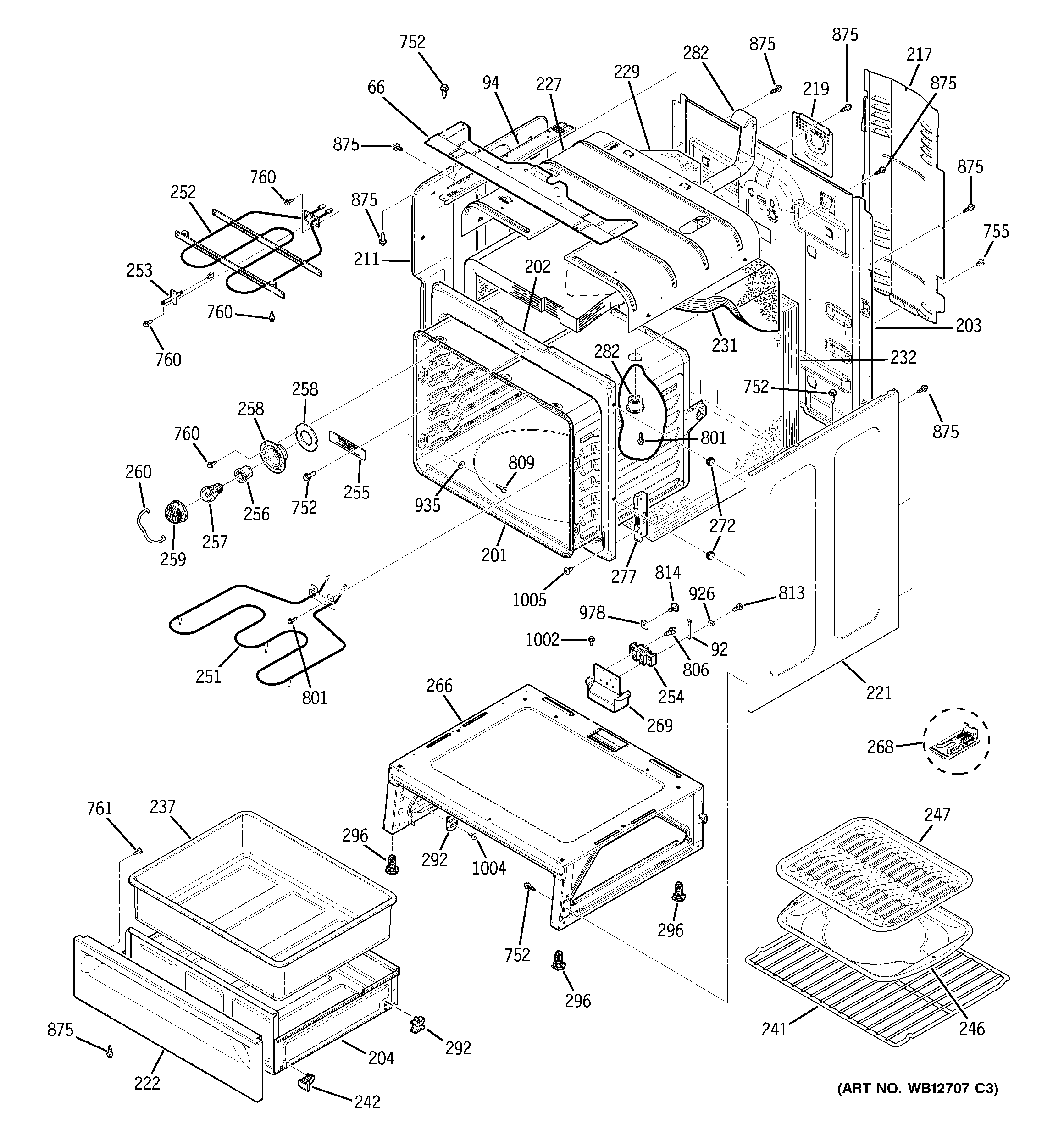 GE EER3000F01BB body parts diagram