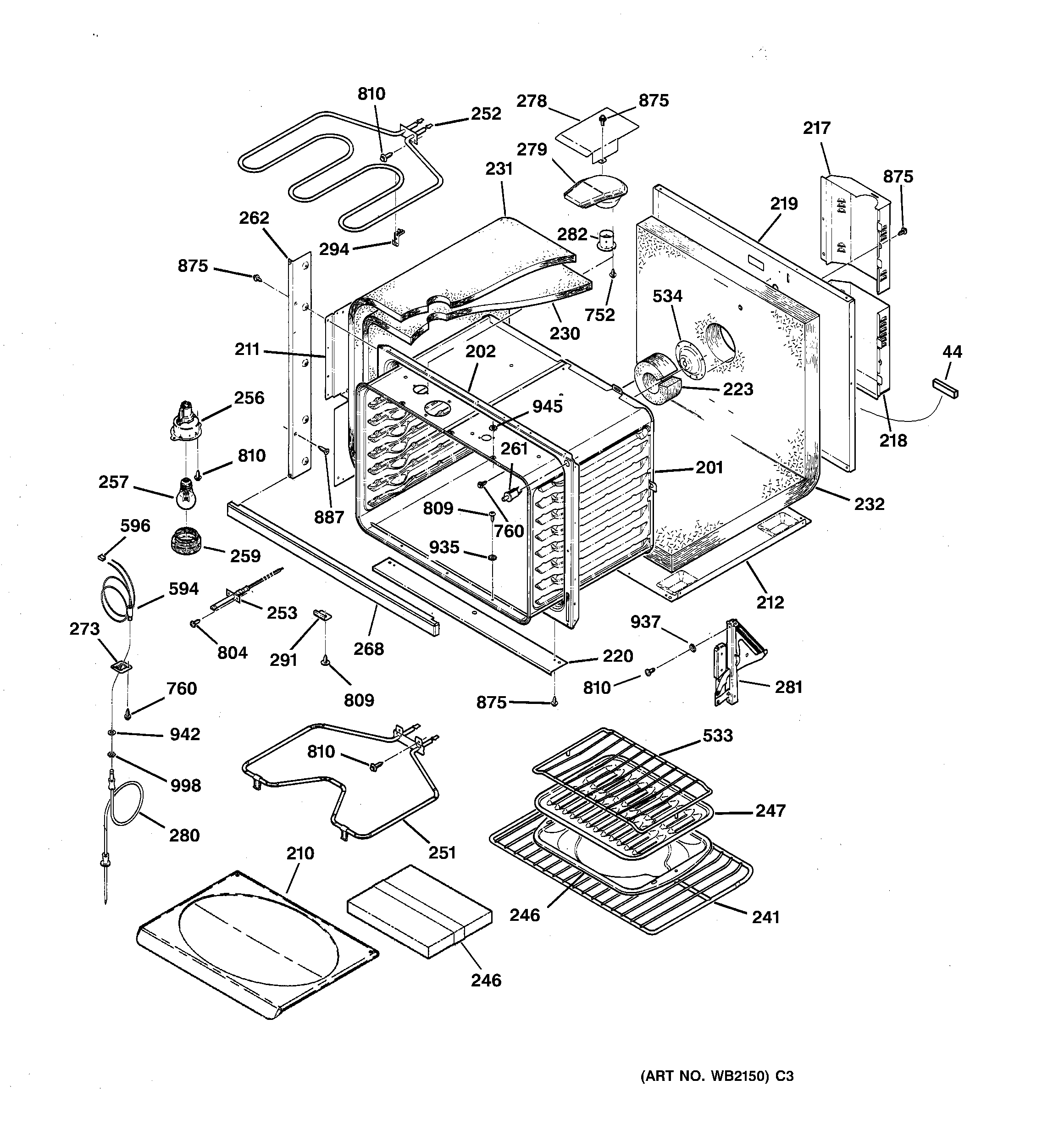 GE JT910BA1BB body parts diagram