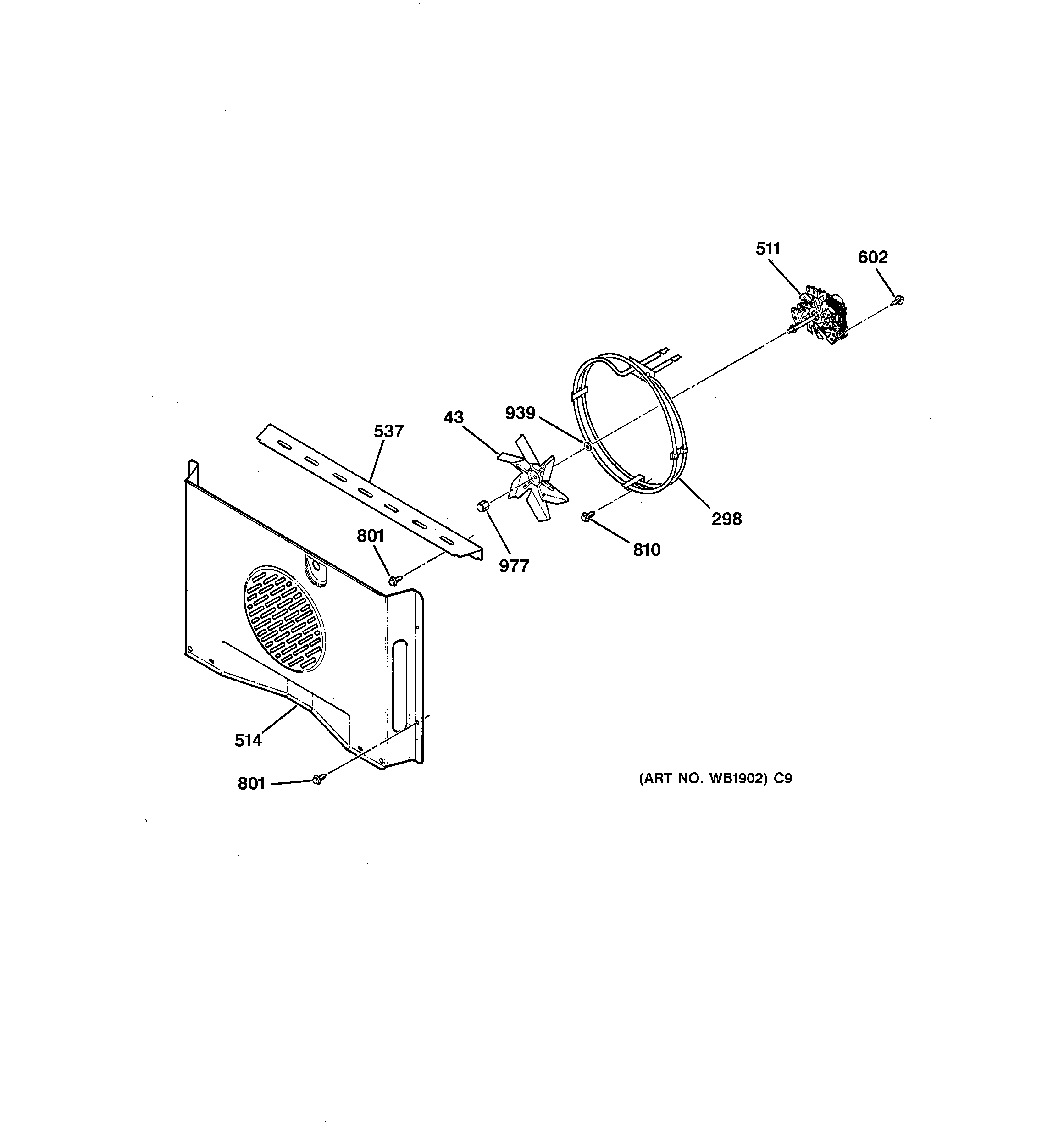 GE JT910WA2WW convection fan diagram