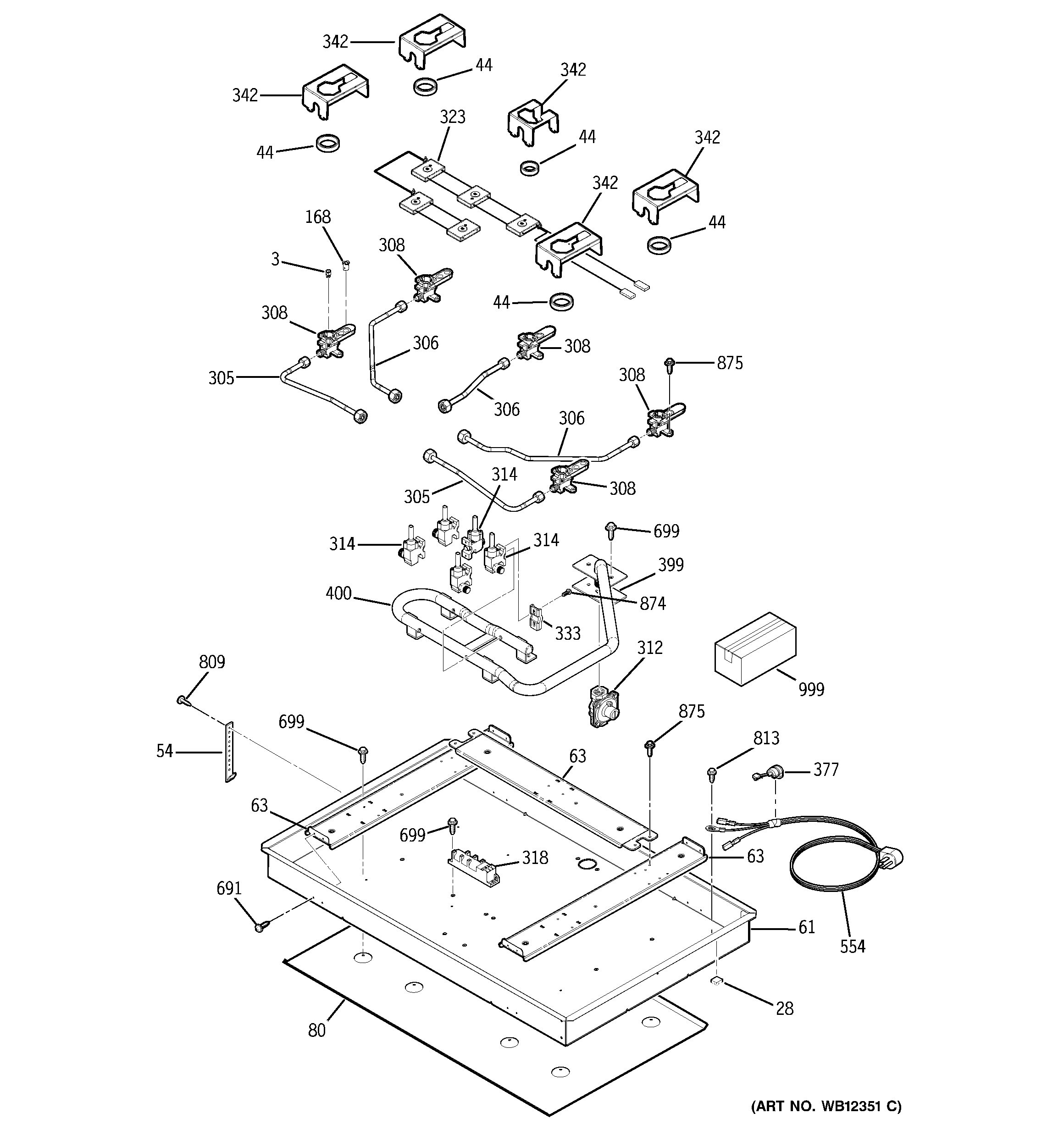 GE ZGU36GGBD1BB gas & burner parts diagram