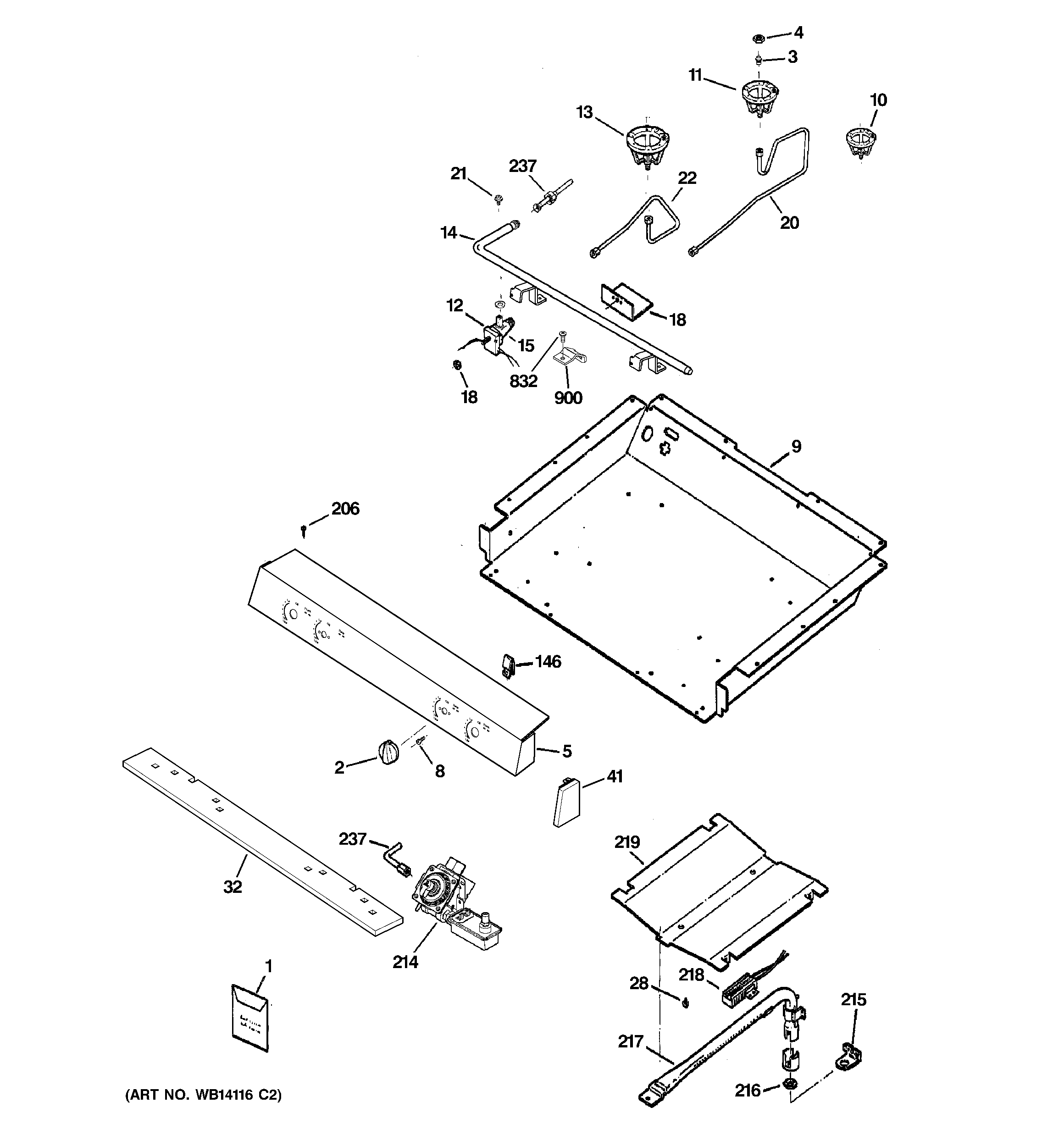 GE JGBS23SEM1SS gas & burner parts diagram