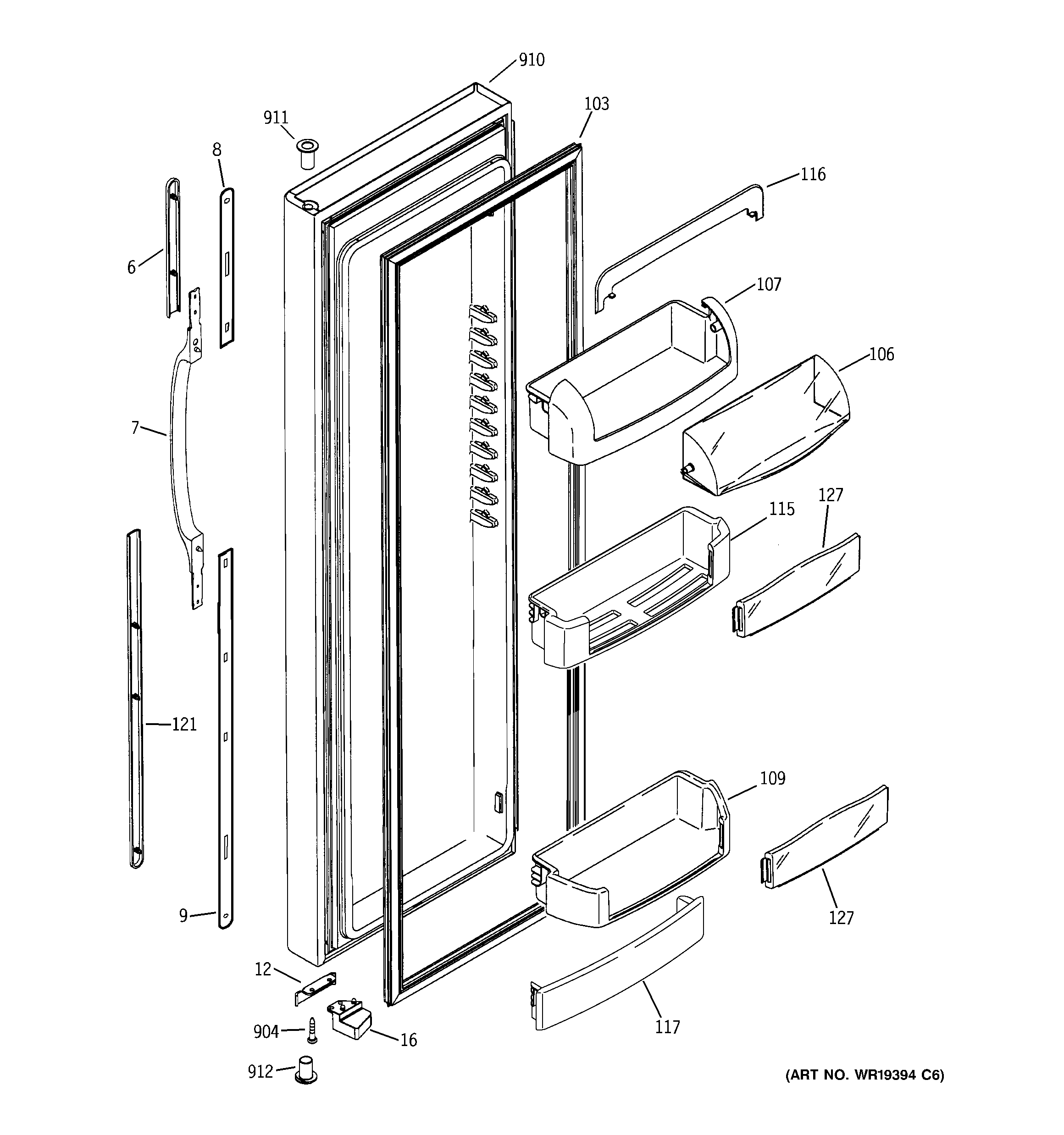 GE GCG21YESAFBB fresh food door diagram