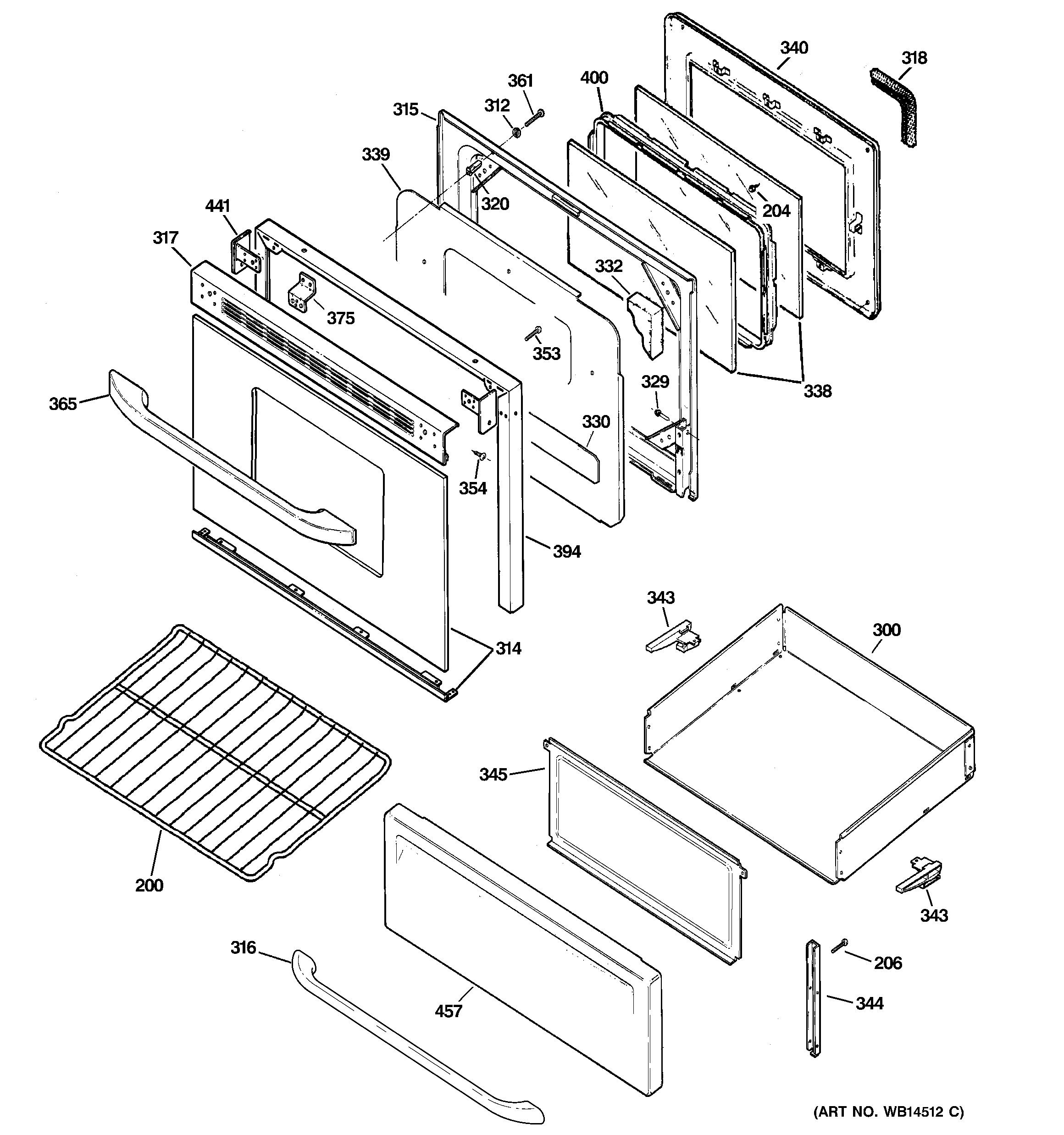 Hotpoint RB790SH5SA door & drawer parts diagram