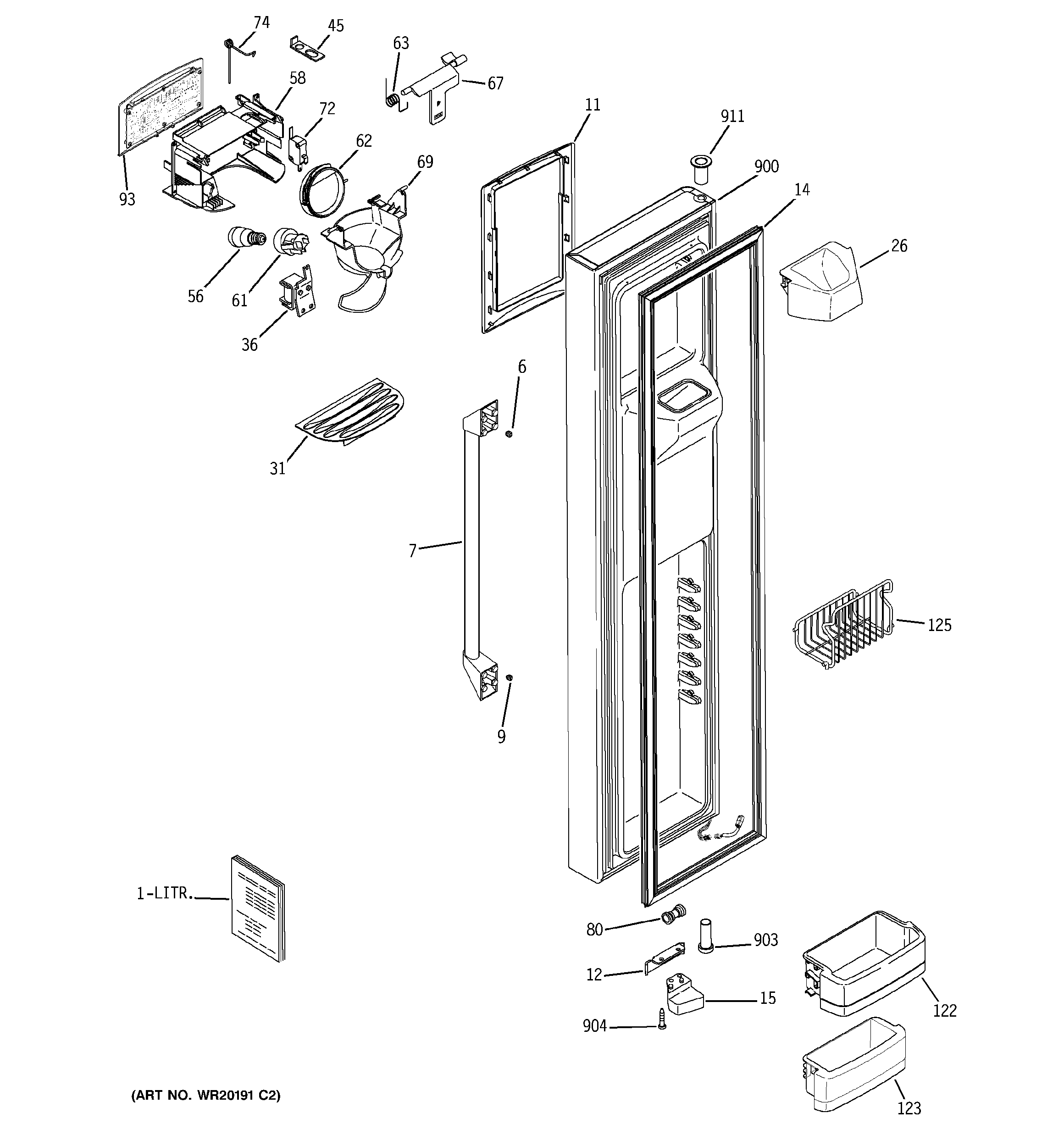 GE CSHS5UGXBSS freezer door diagram