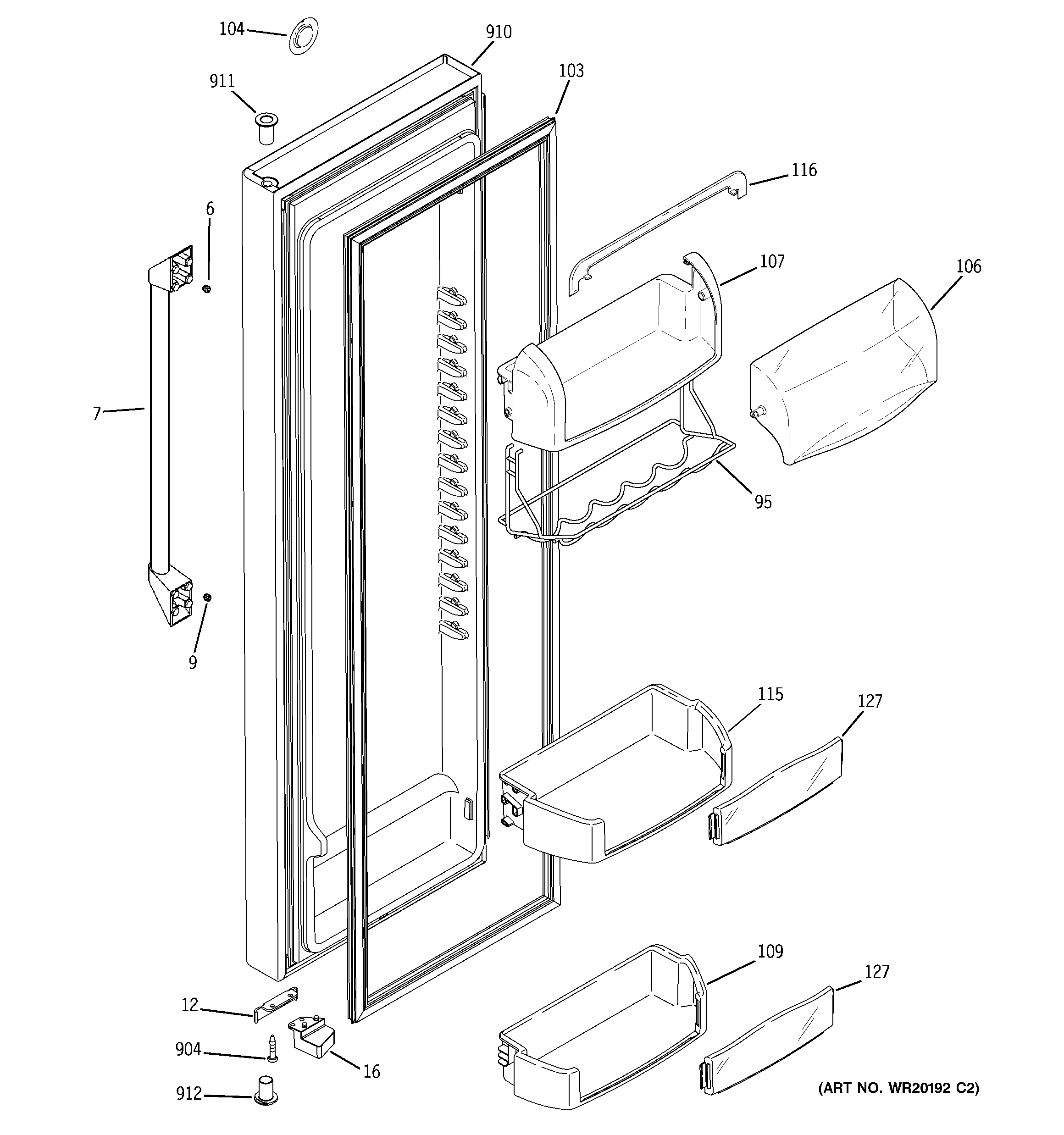 GE CSHS5UGXBSS fresh food door diagram