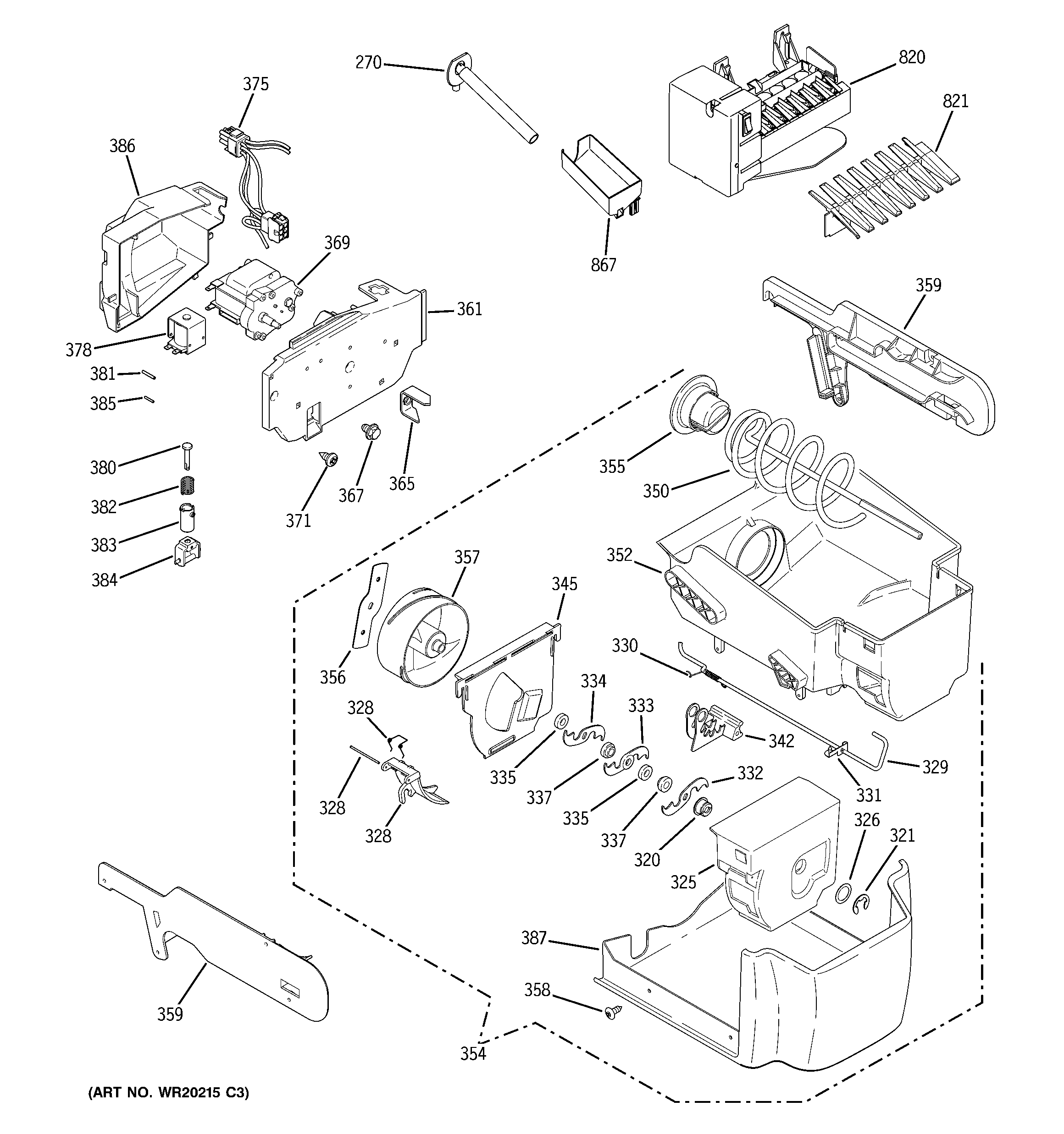 GE GSCF3PGXAFBB ice maker & dispenser diagram