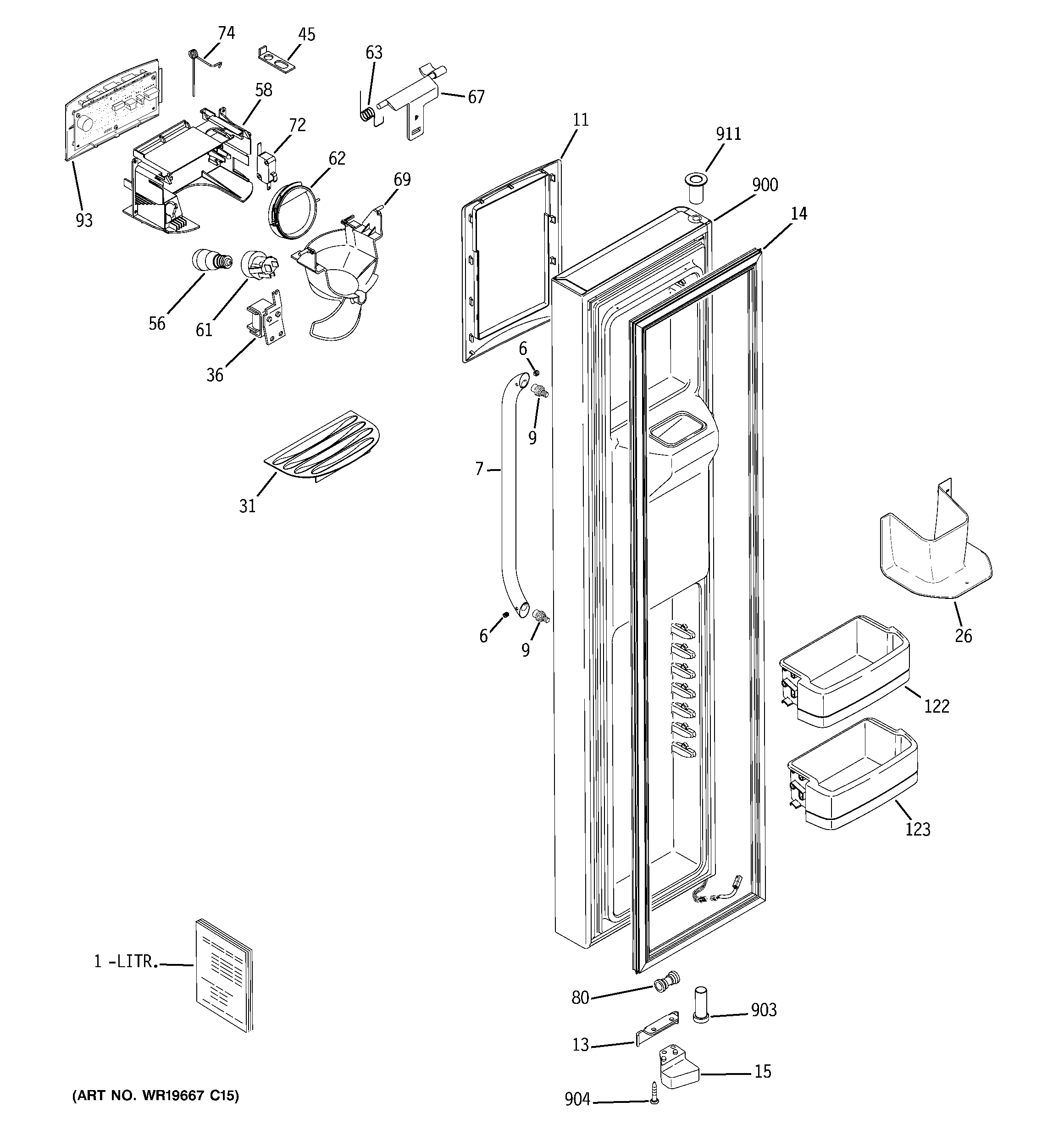 GE GSHF5PGXAEBB freezer door diagram