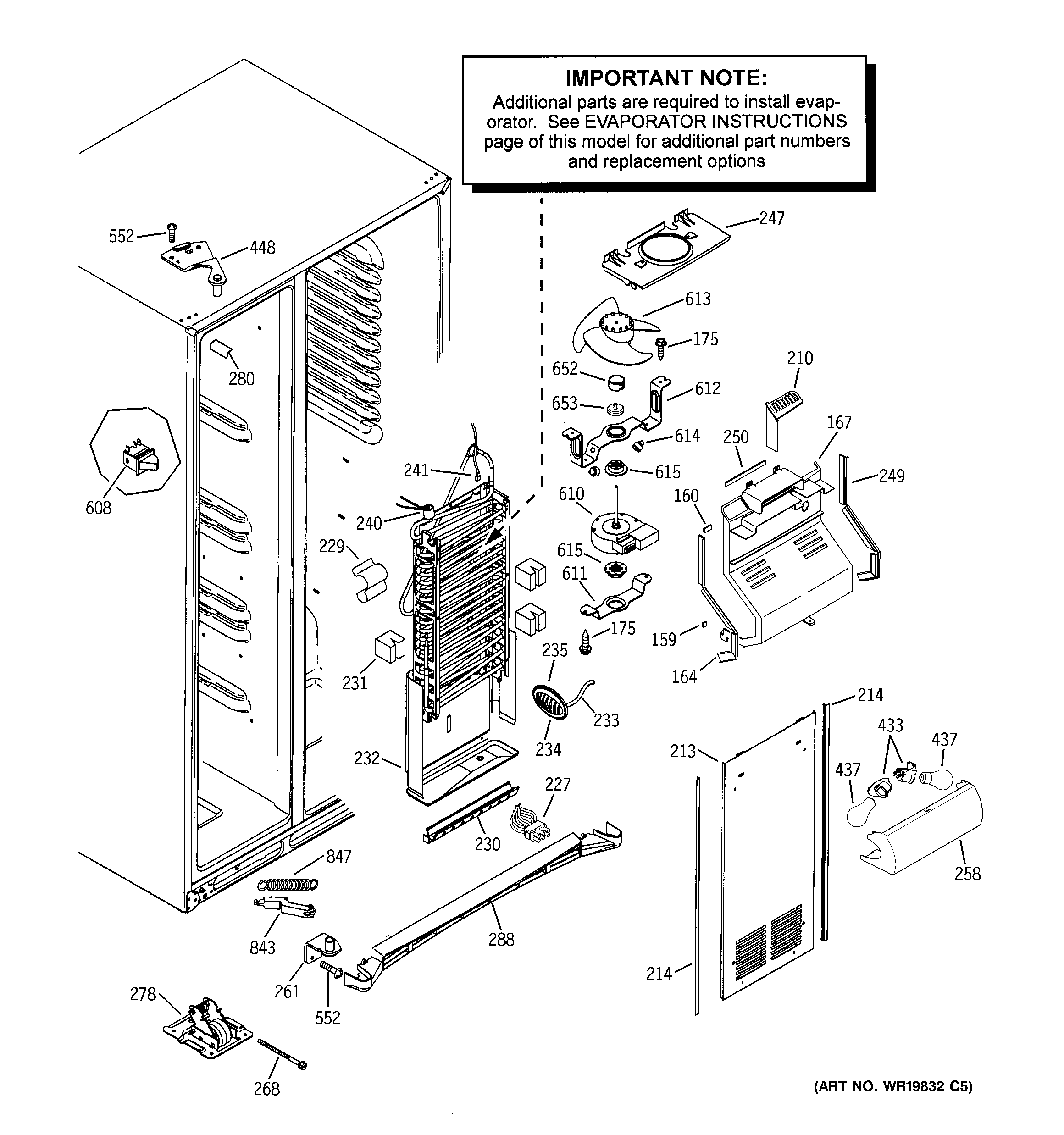 GE GSHF5PGXAEBB freezer section diagram