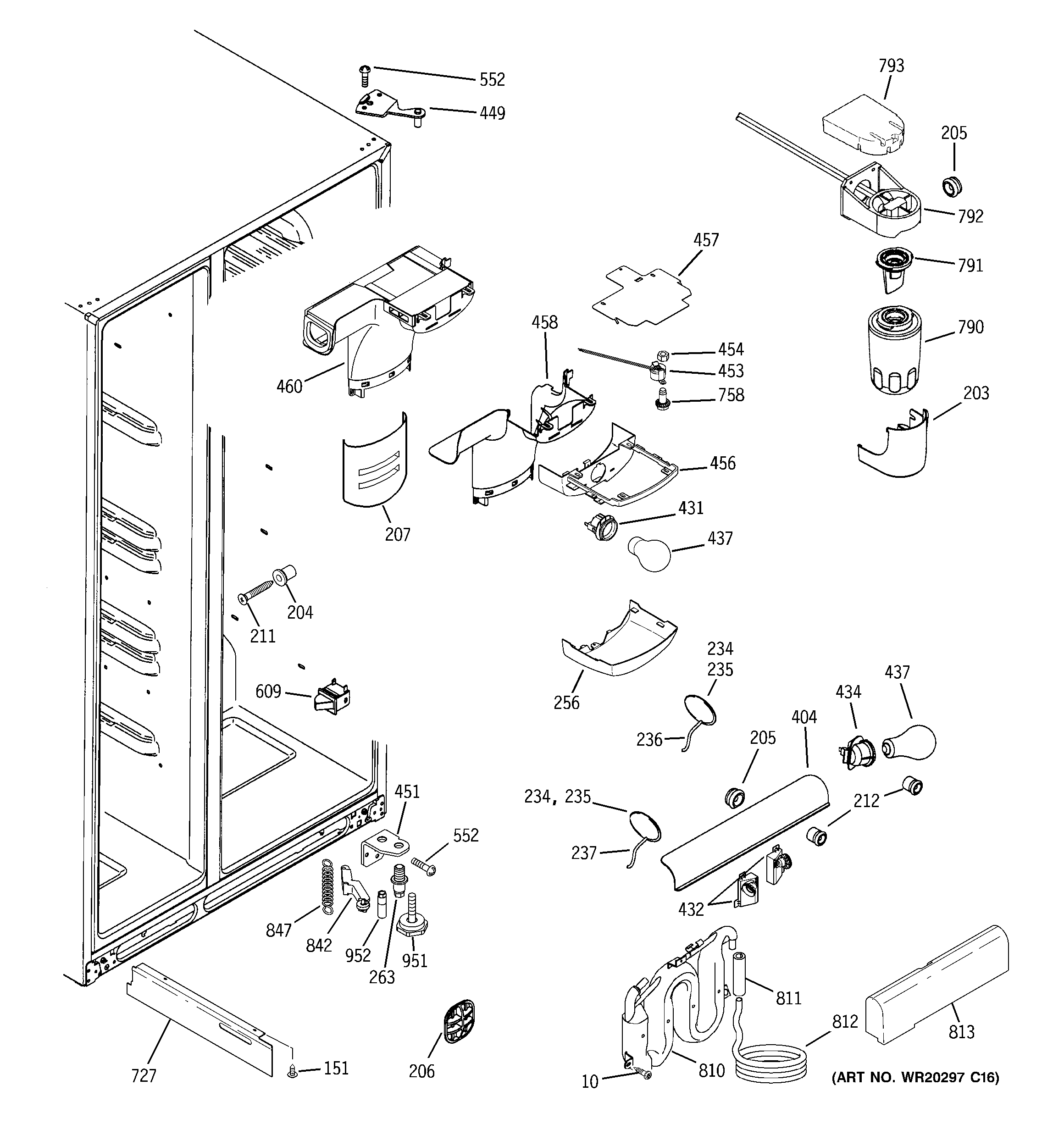 GE GSHF5PGXAEBB fresh food section diagram