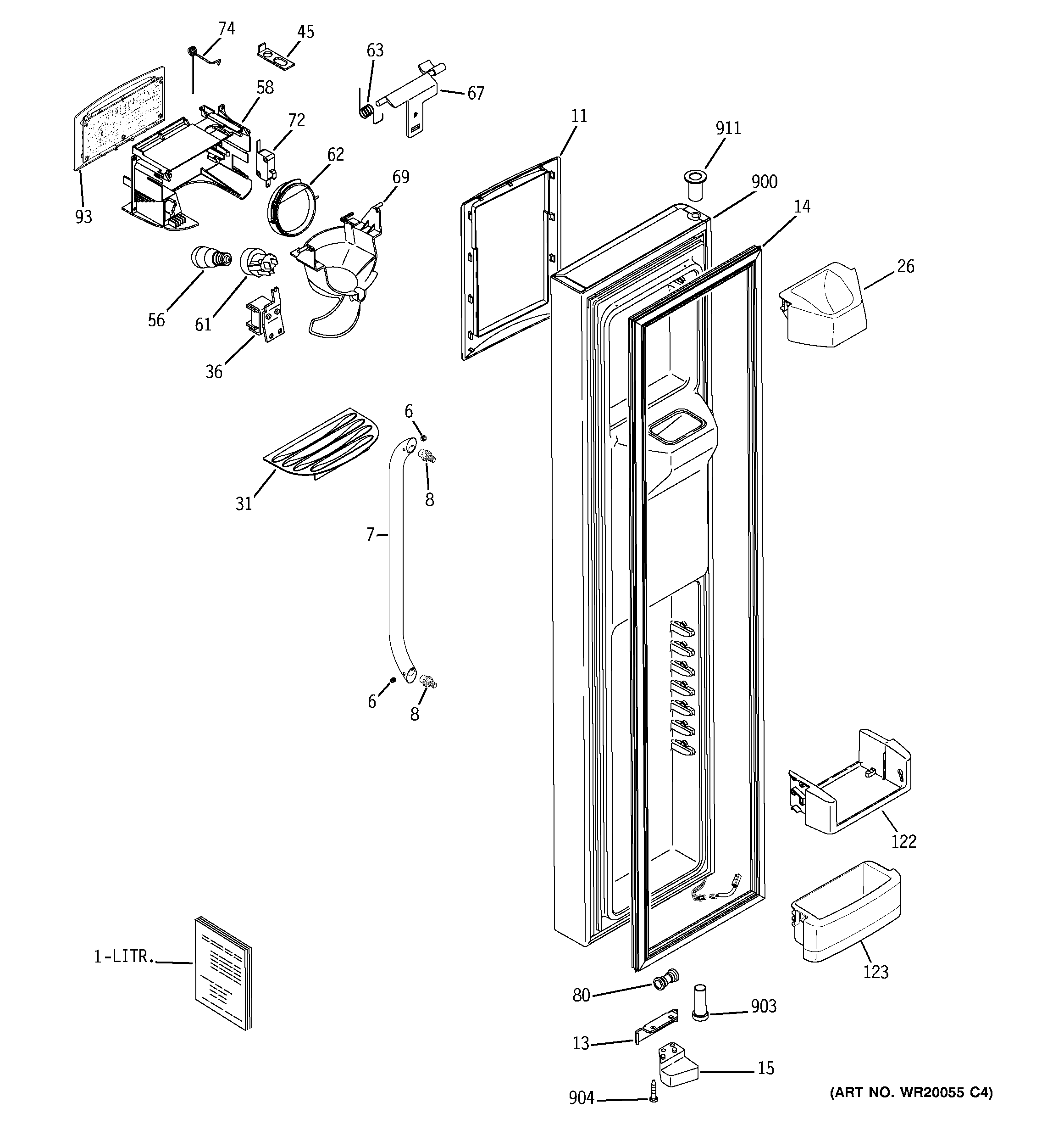 GE GSHF6PHXBEWW freezer door diagram