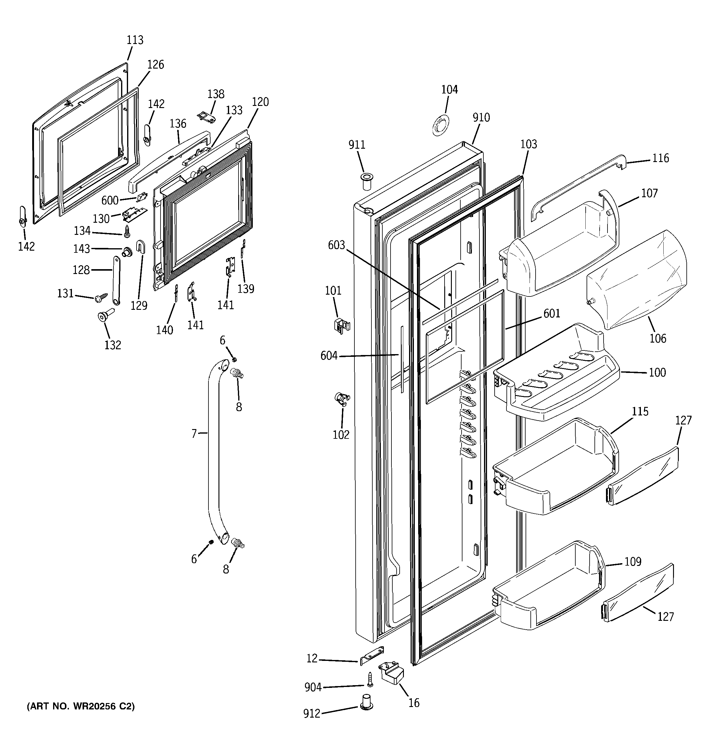 GE GSHF6PHXBEWW fresh food door diagram