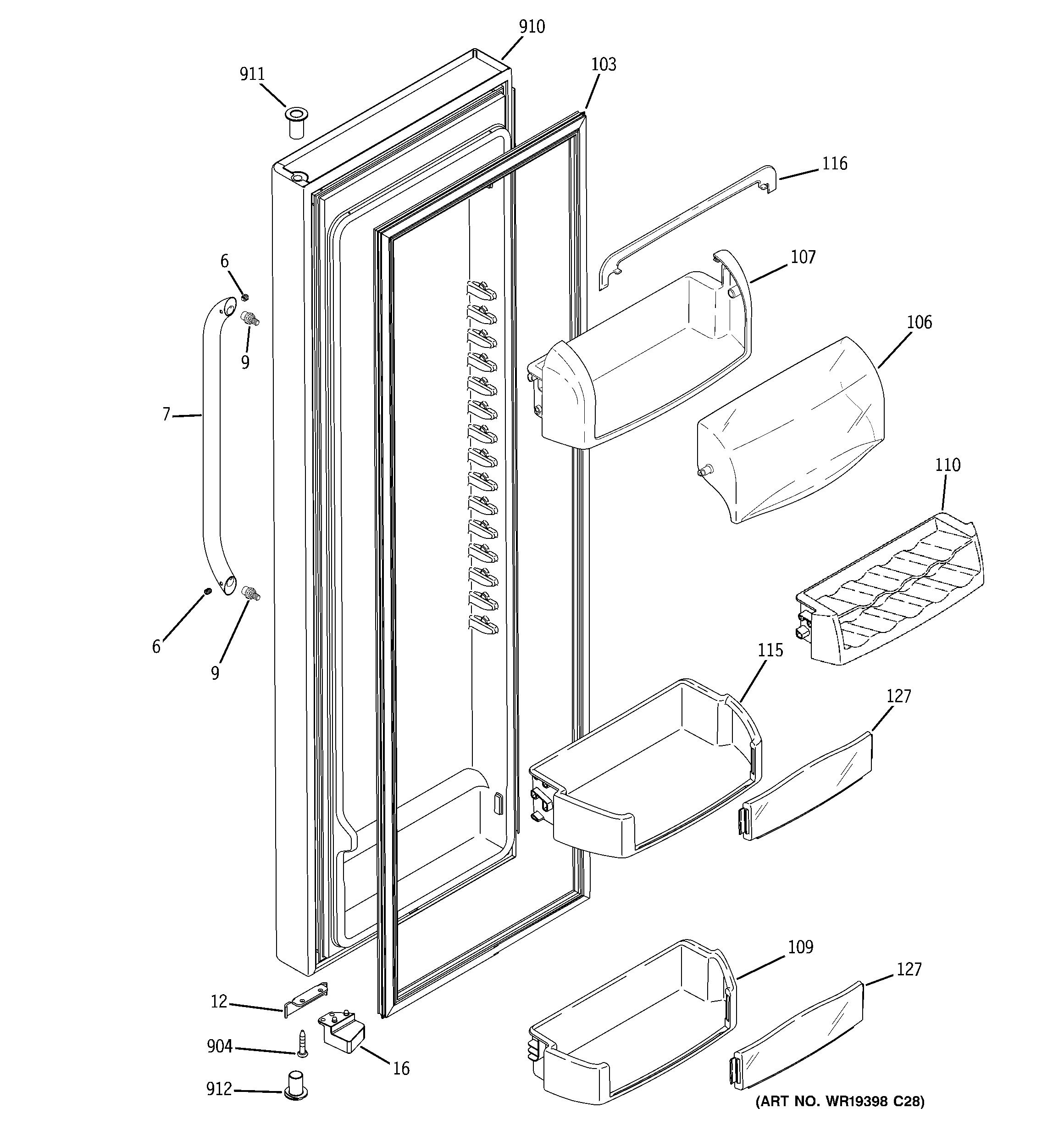 GE GSHL5KGXBCLS fresh food door diagram