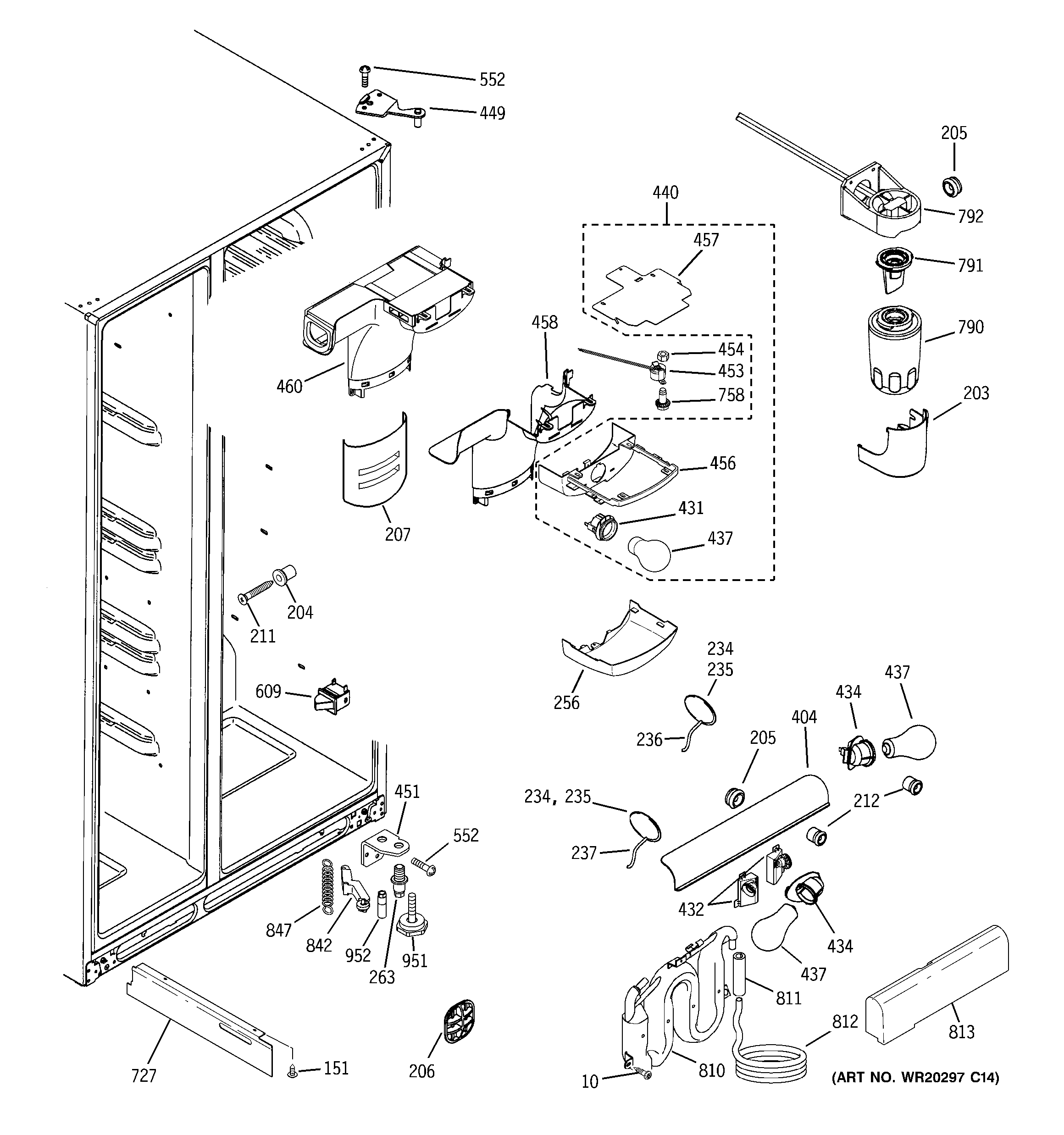 GE GSHL5KGXBCLS fresh food section diagram