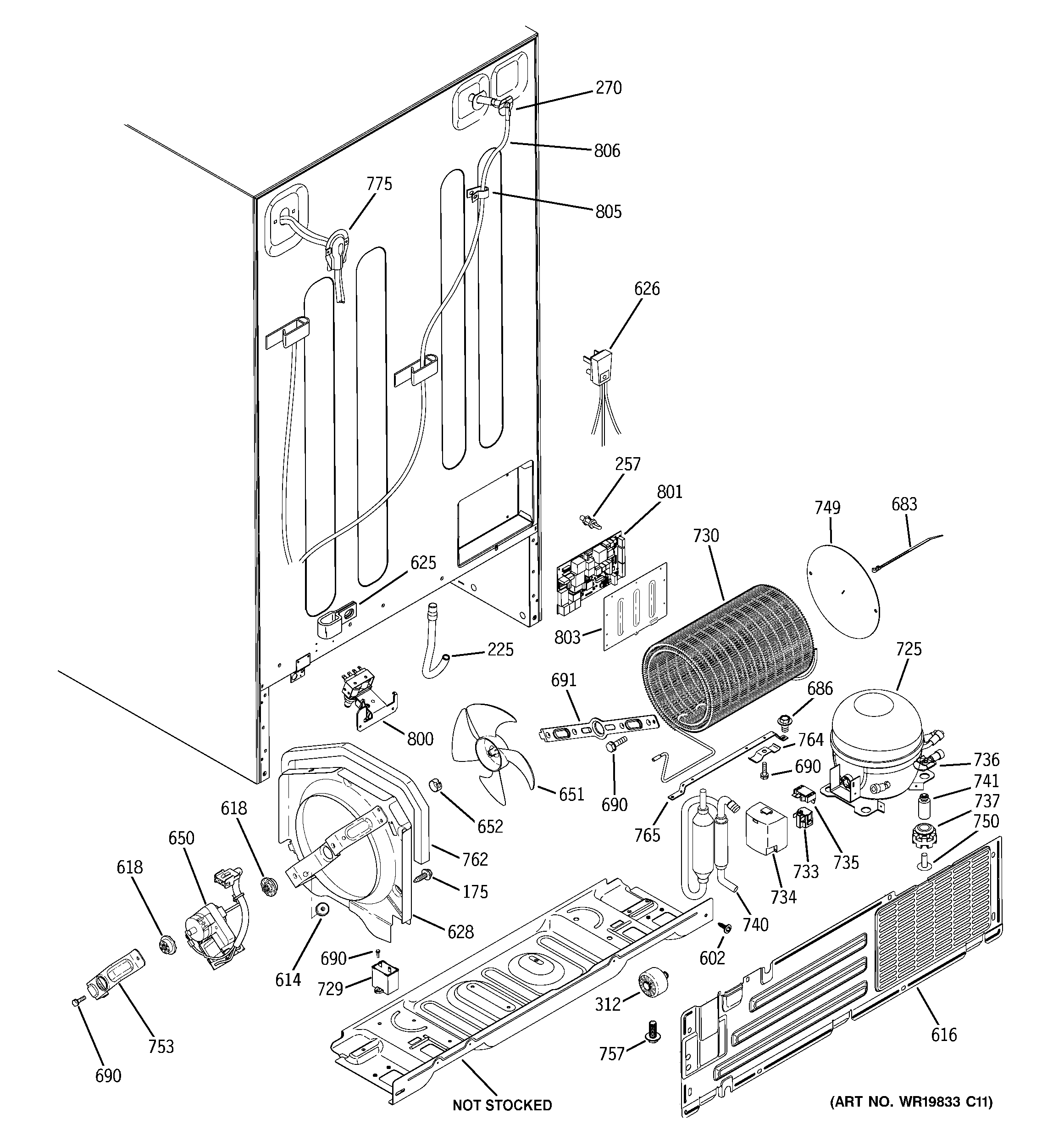 GE LSHS5PGXBESS sealed system & mother board diagram