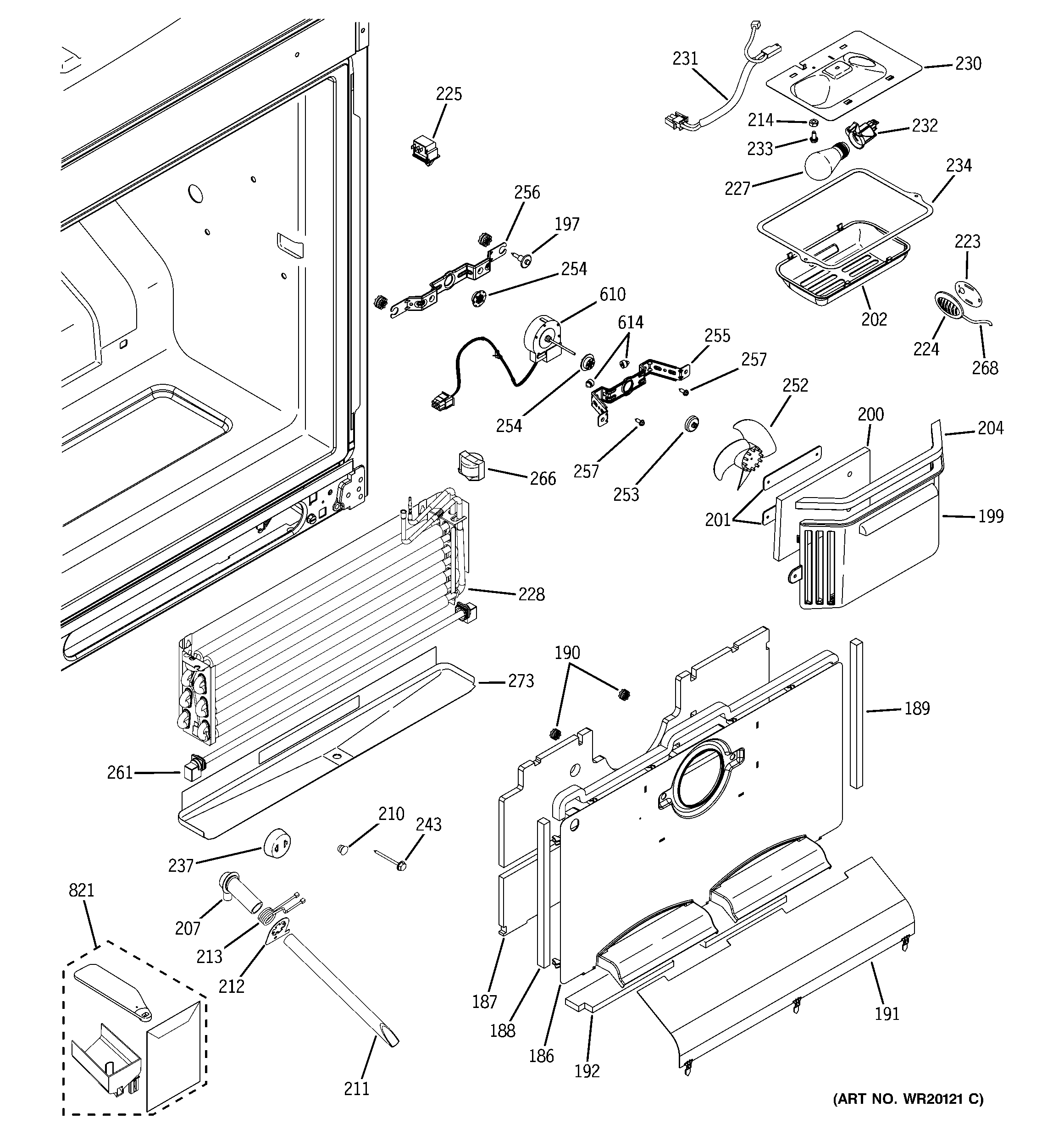 GE PDSF5NBXAWW freezer section diagram