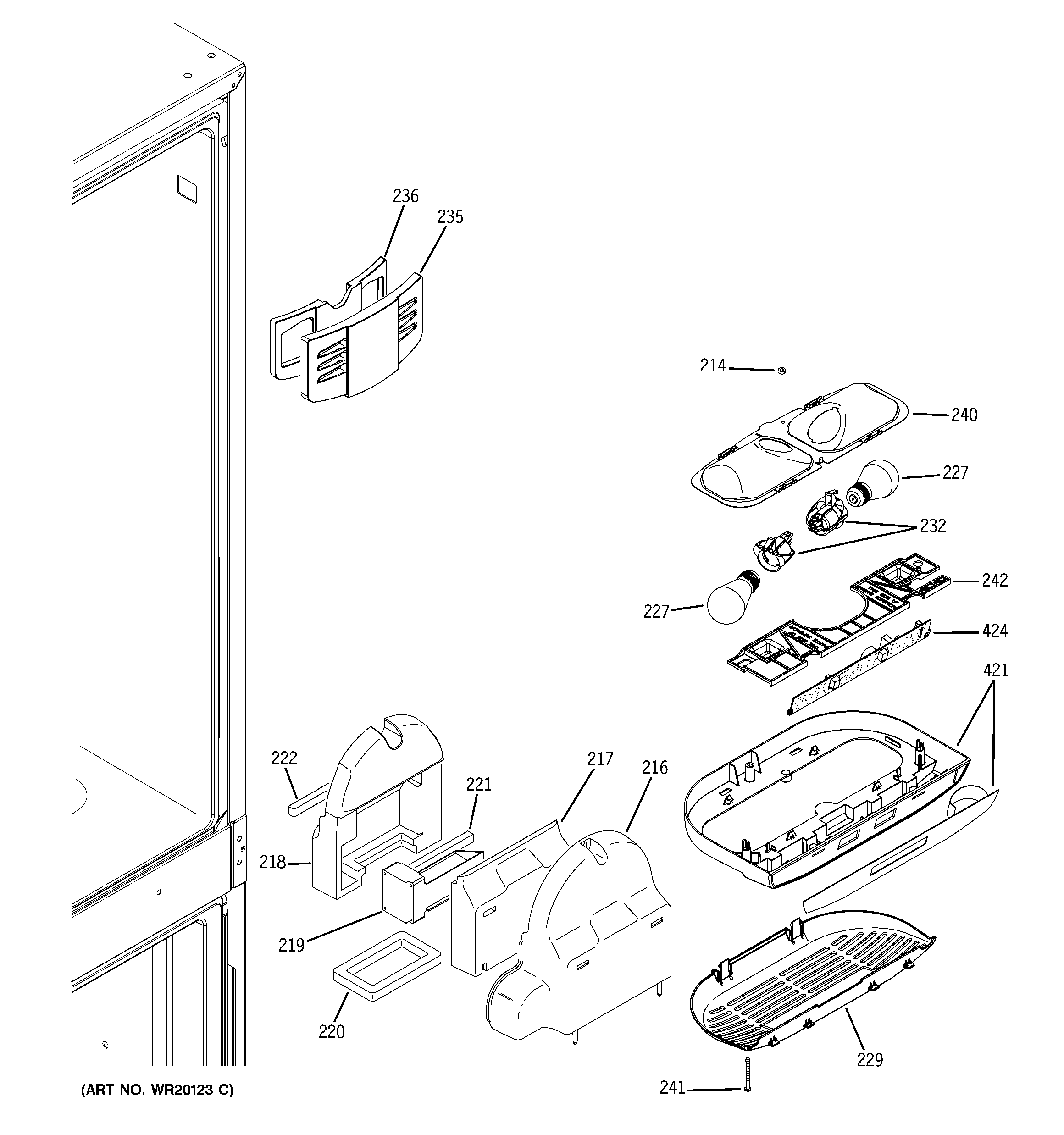 GE PDSF5NBXAWW fresh food section diagram