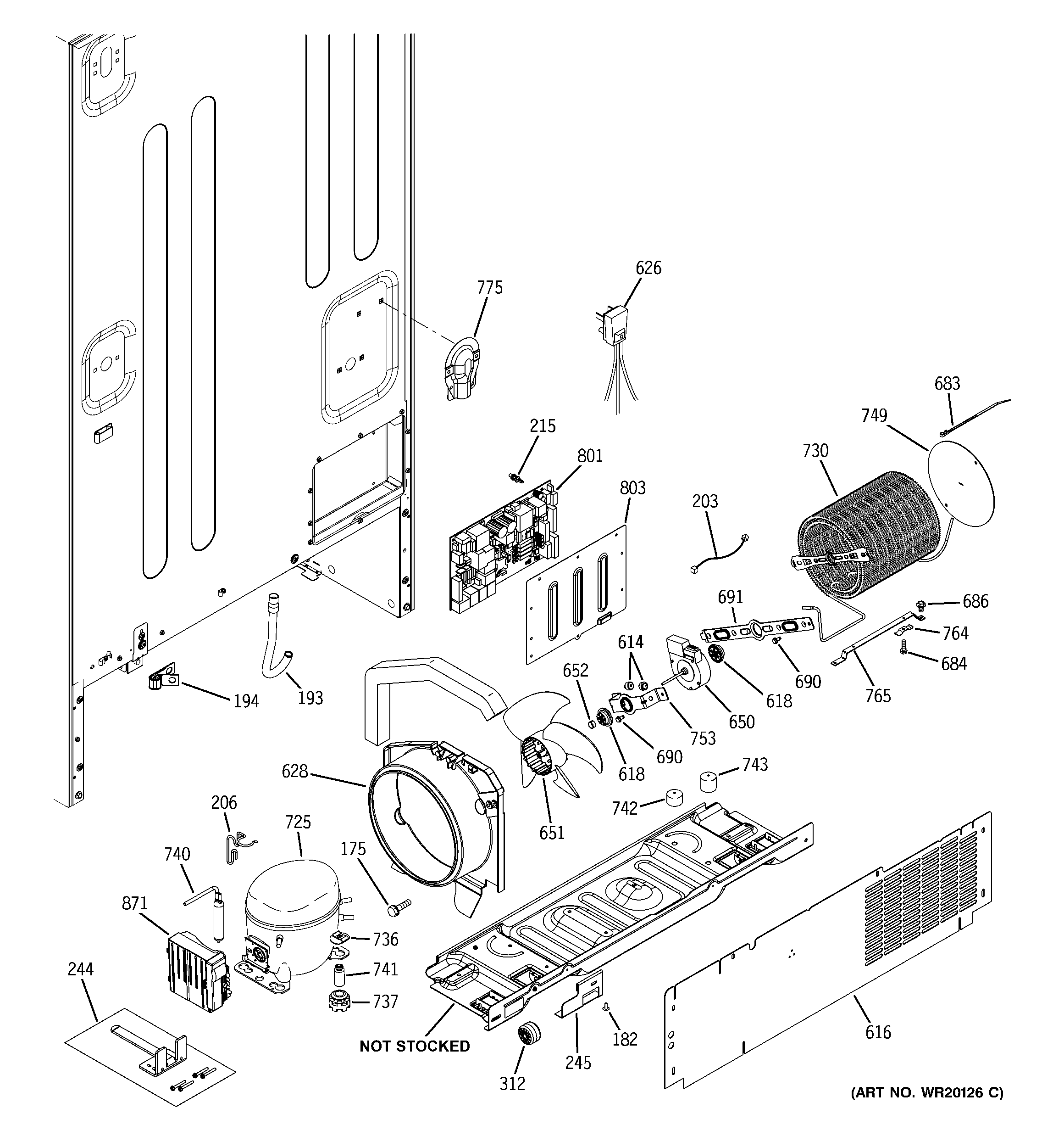 GE PDSF5NBXAWW machine compartment diagram
