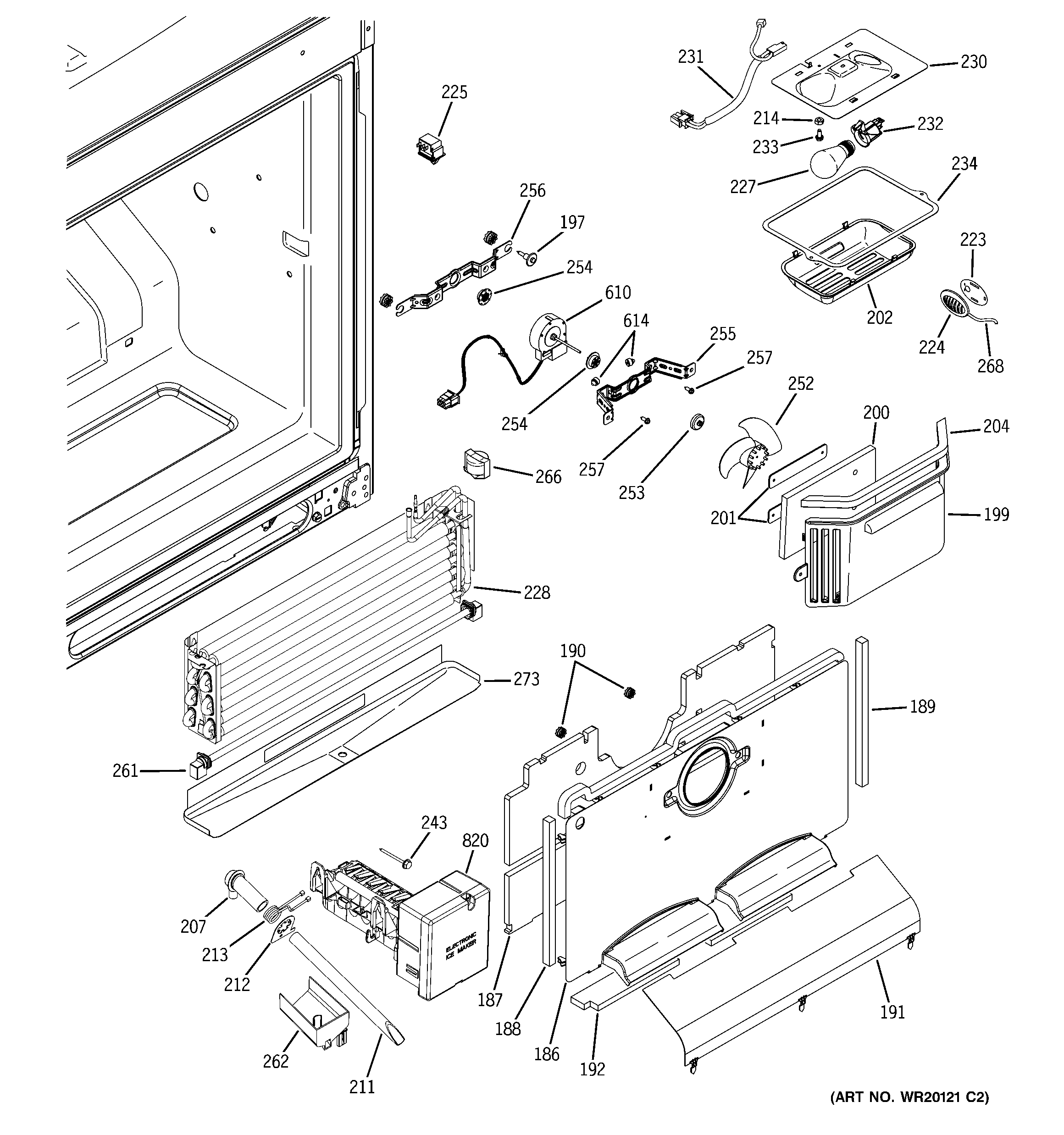 GE PFSF5NFXAWW freezer section diagram