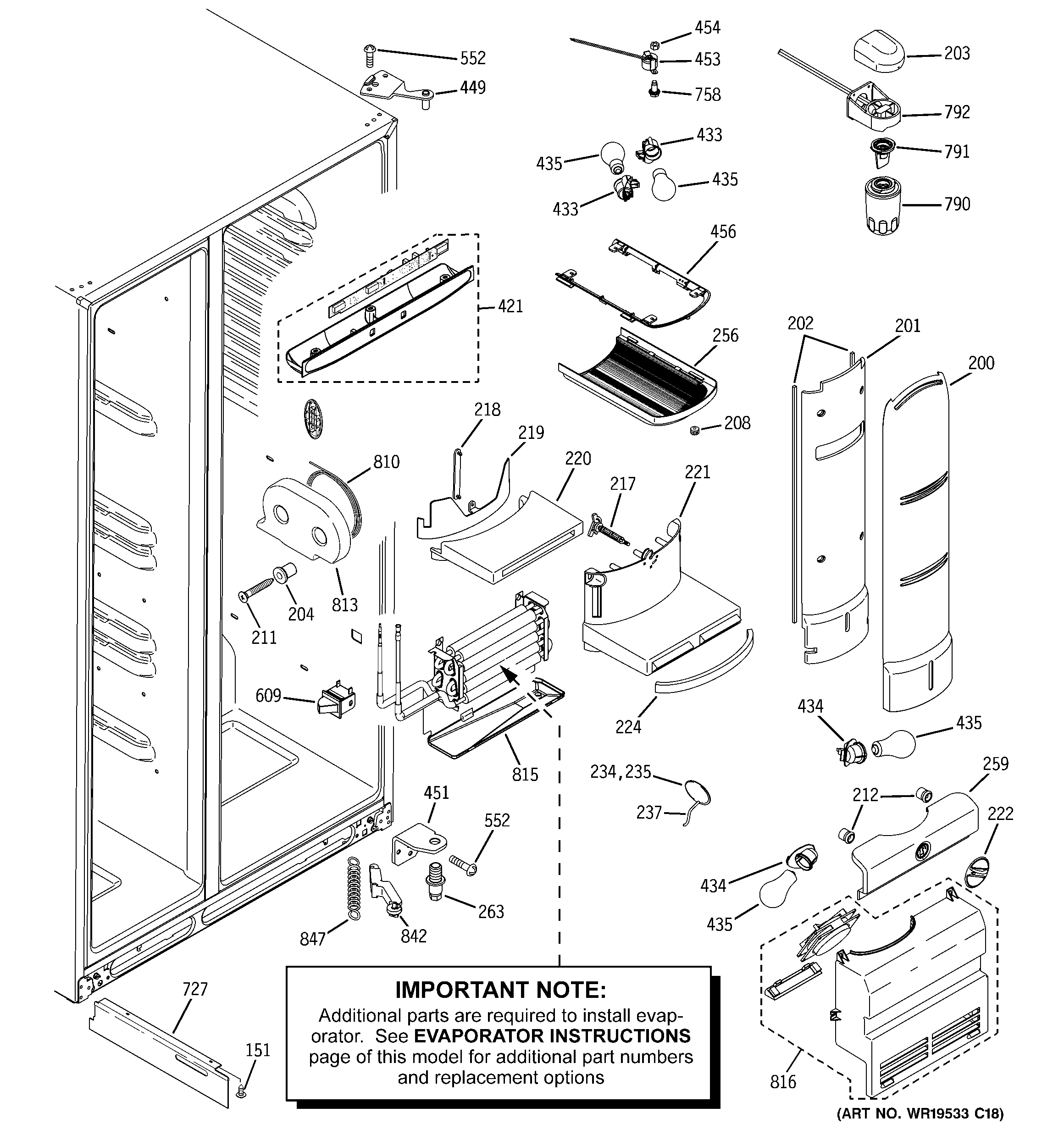 GE PHG25MGTAFWW fresh food section diagram