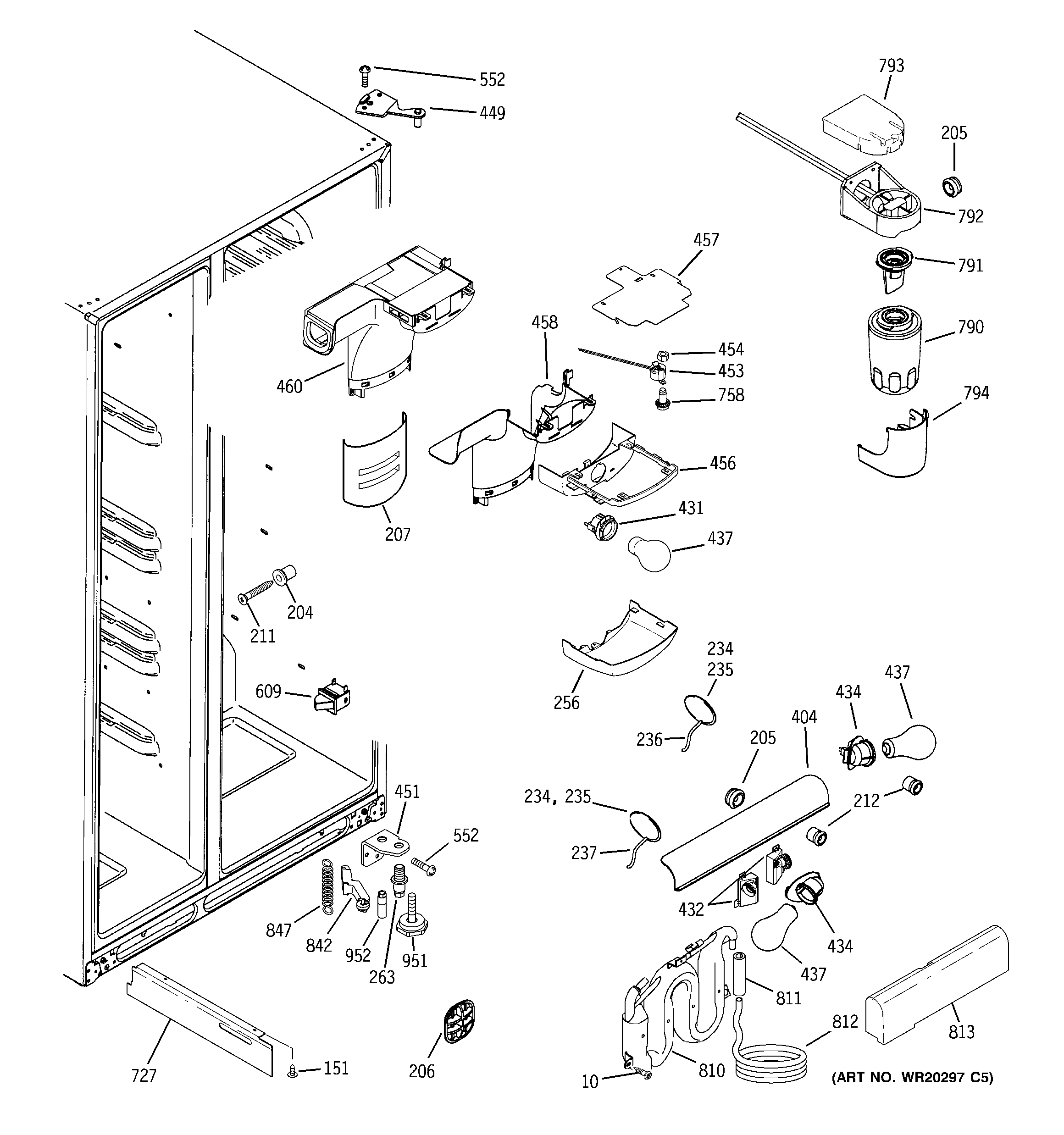 GE PSCF3RGXAFCC fresh food section diagram