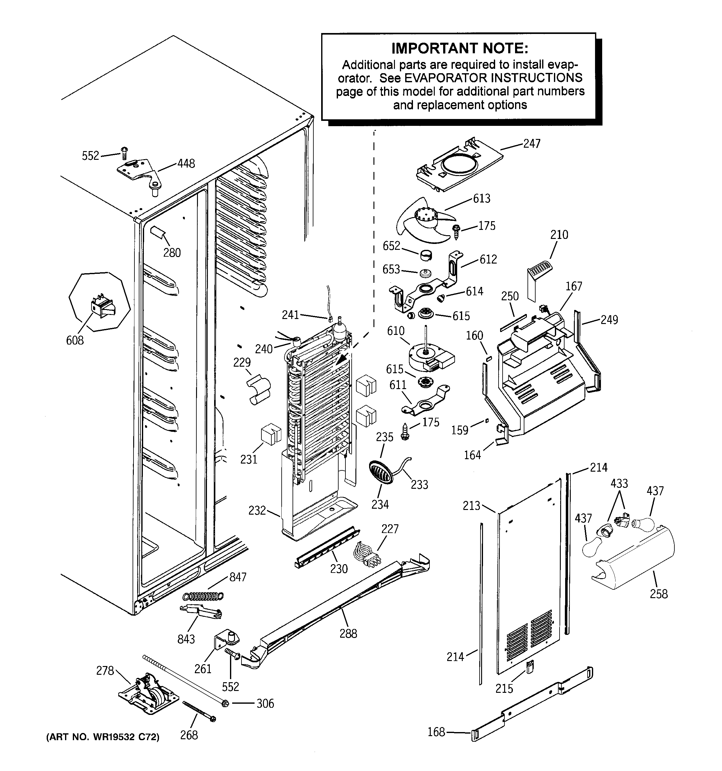 GE PSCF5TGXAFBB freezer section diagram