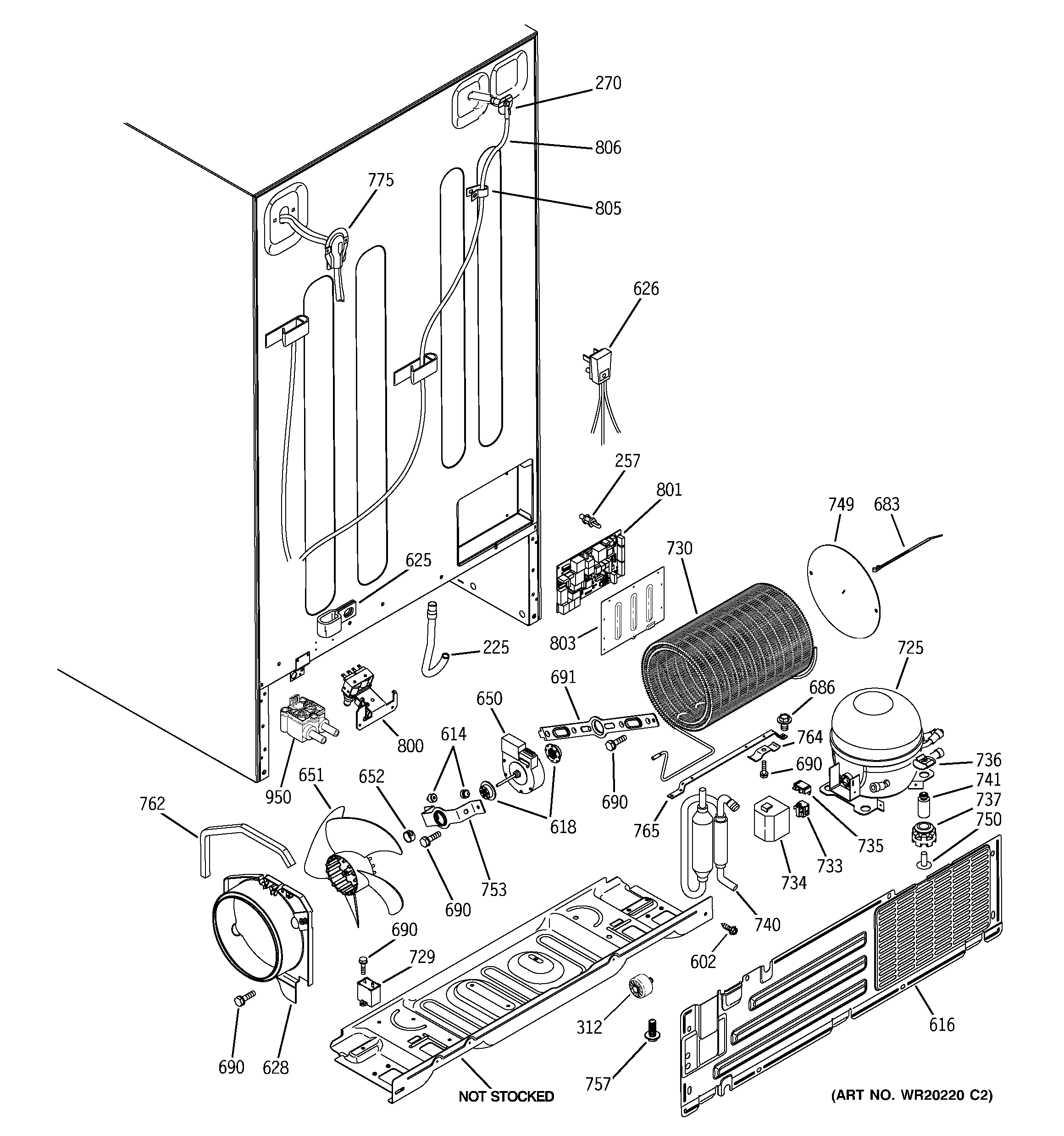 GE PSHF6VGXBDBB sealed system & mother board diagram