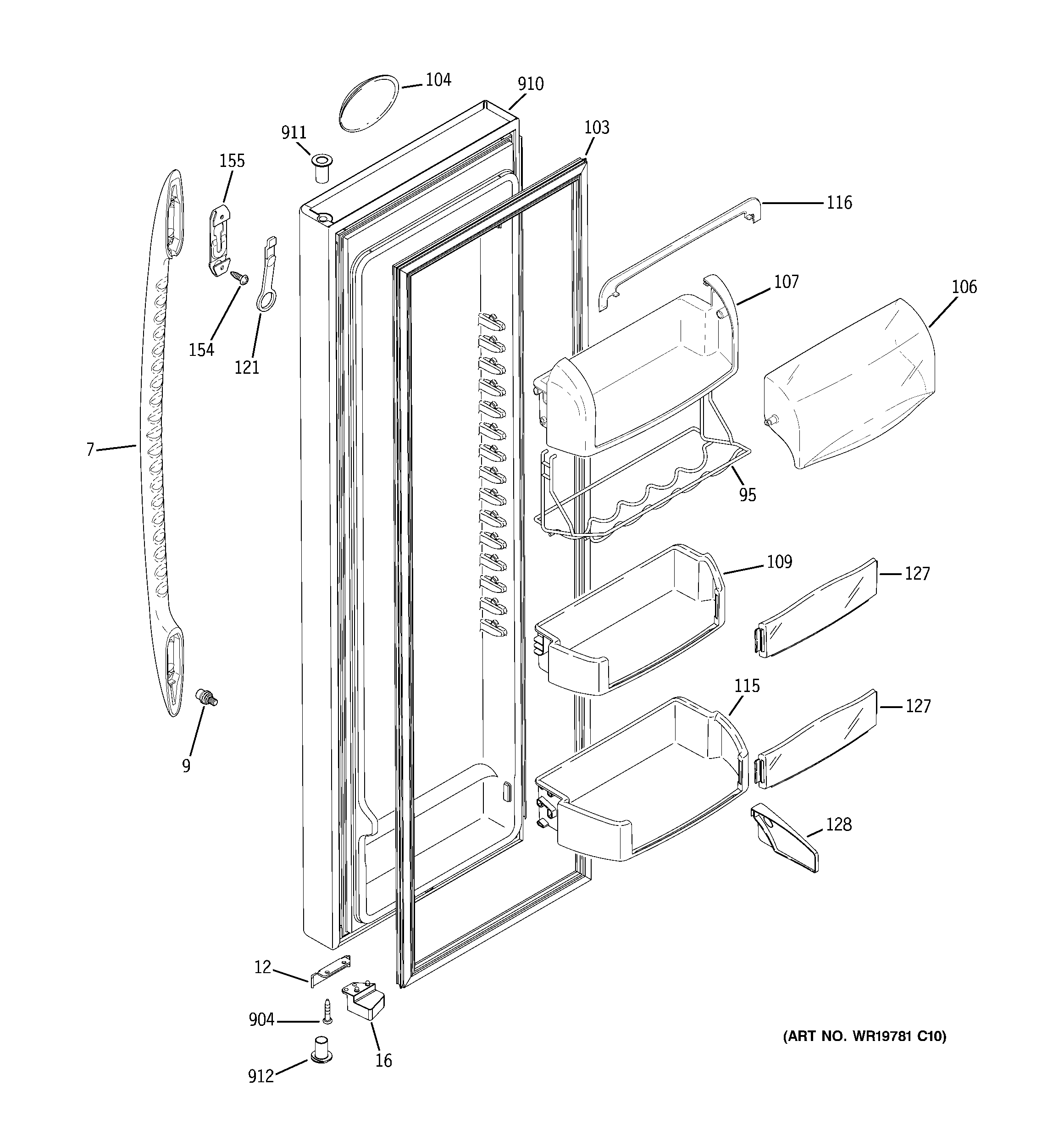 GE PSHF6VGXBDBB fresh food door diagram