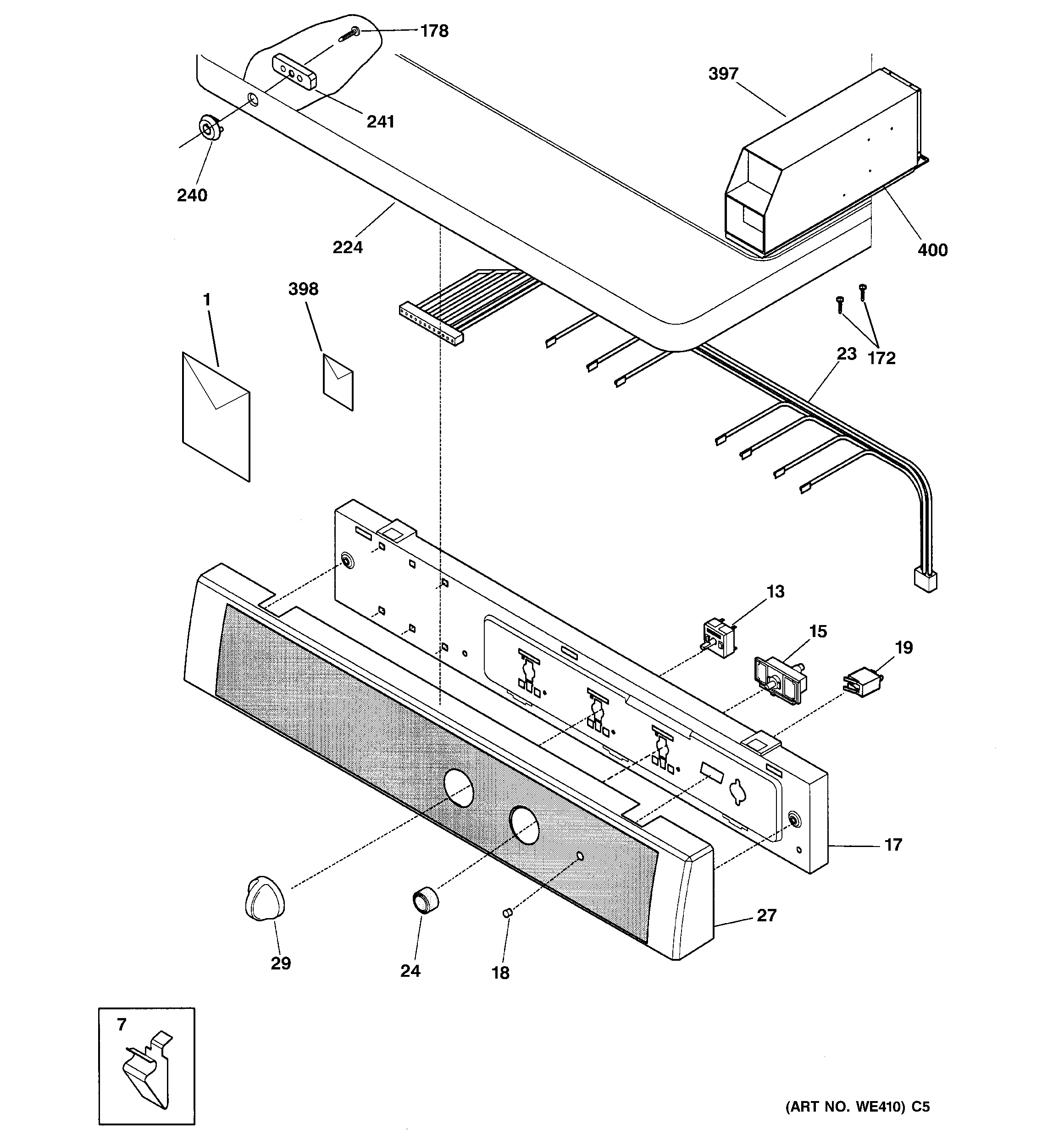 GE DCCH43GF1WW controls & top panel diagram