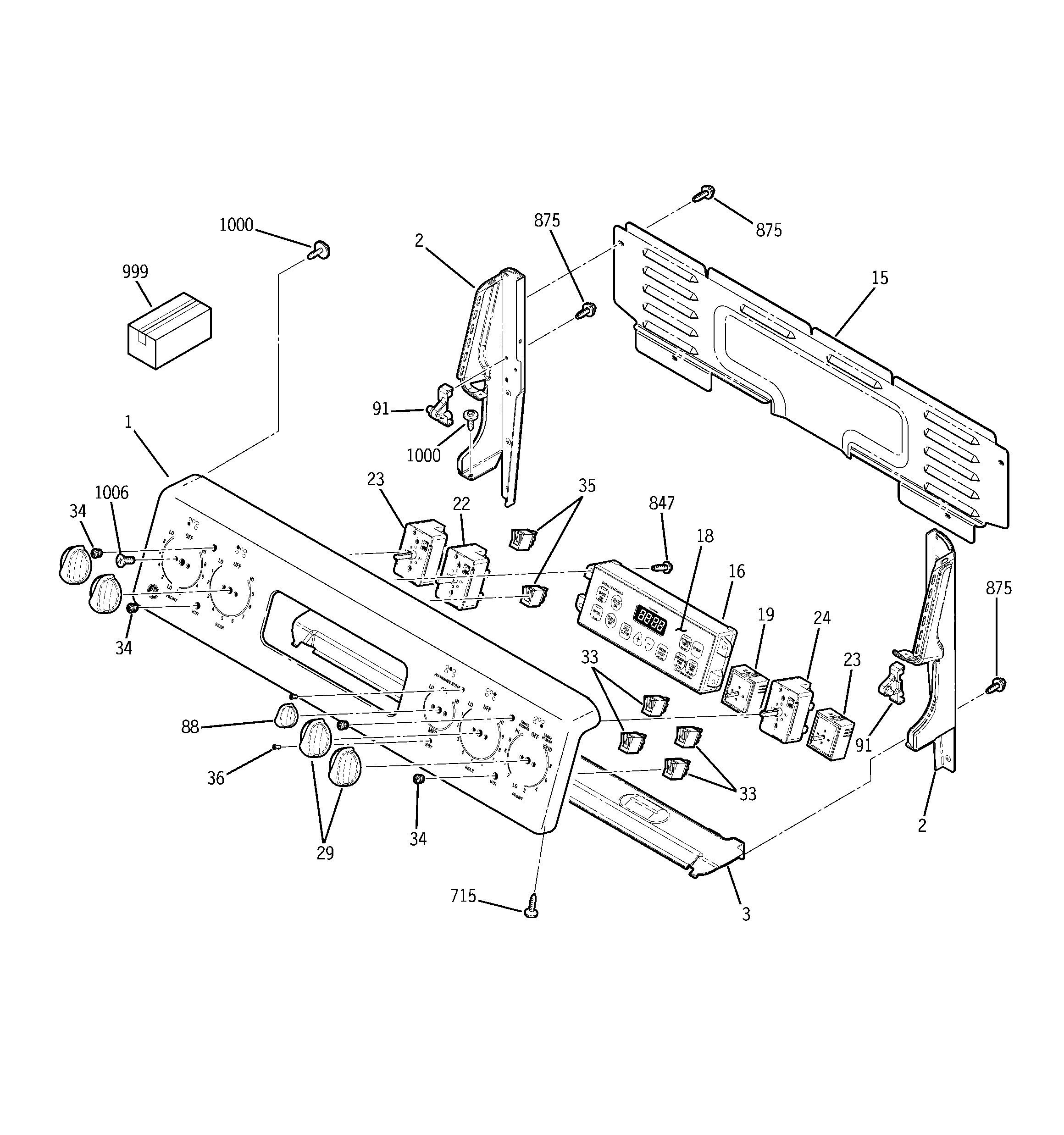 GE JBP71SK3SS control panel diagram