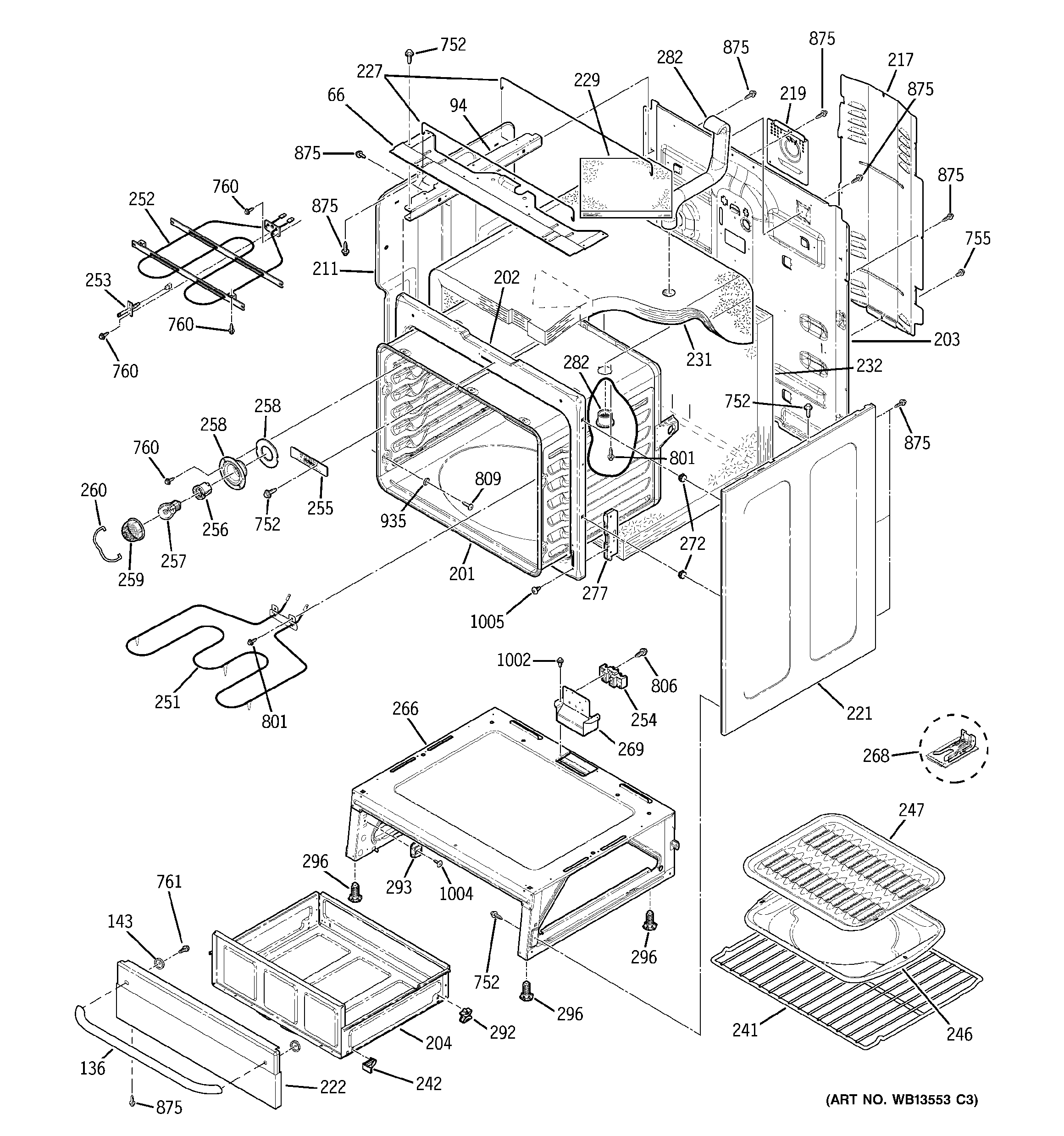 GE JBP71SK4SS body parts diagram