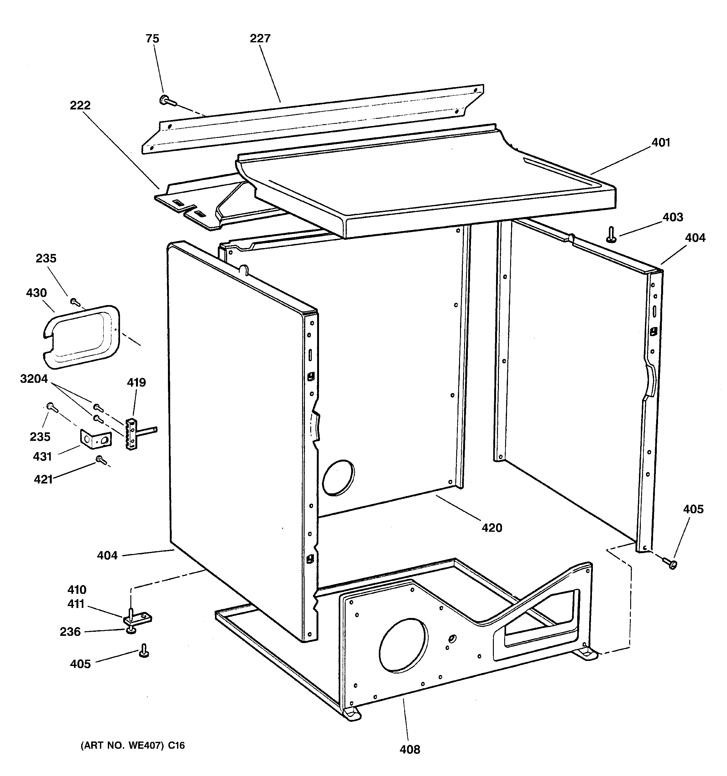 GE EED5600G3WW cabinet diagram