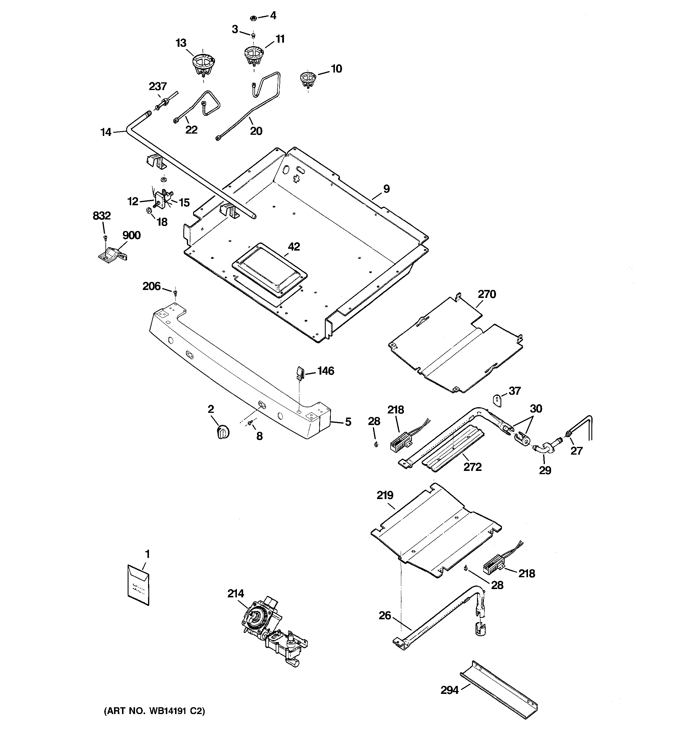 GE EGR2000EM2WW gas & burner parts diagram