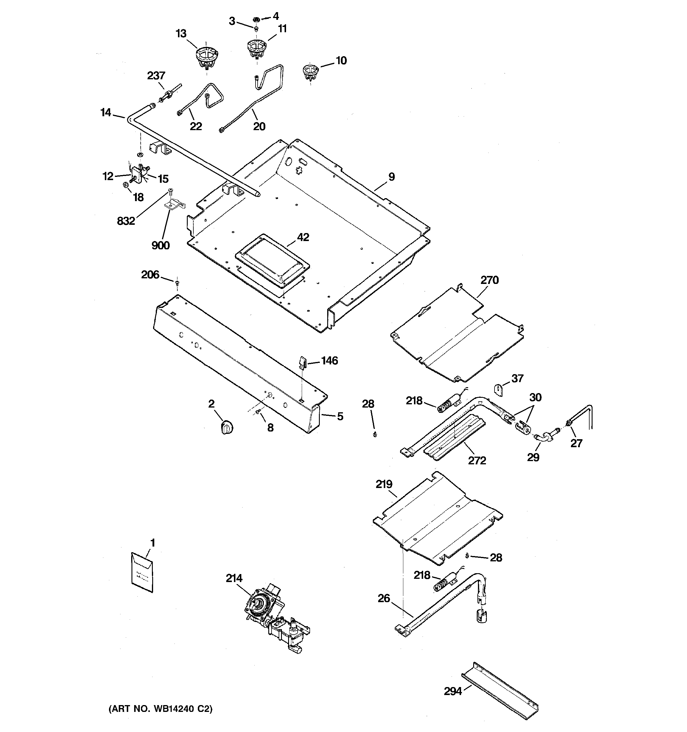 GE JGBP33DEM2CC gas & burner parts diagram