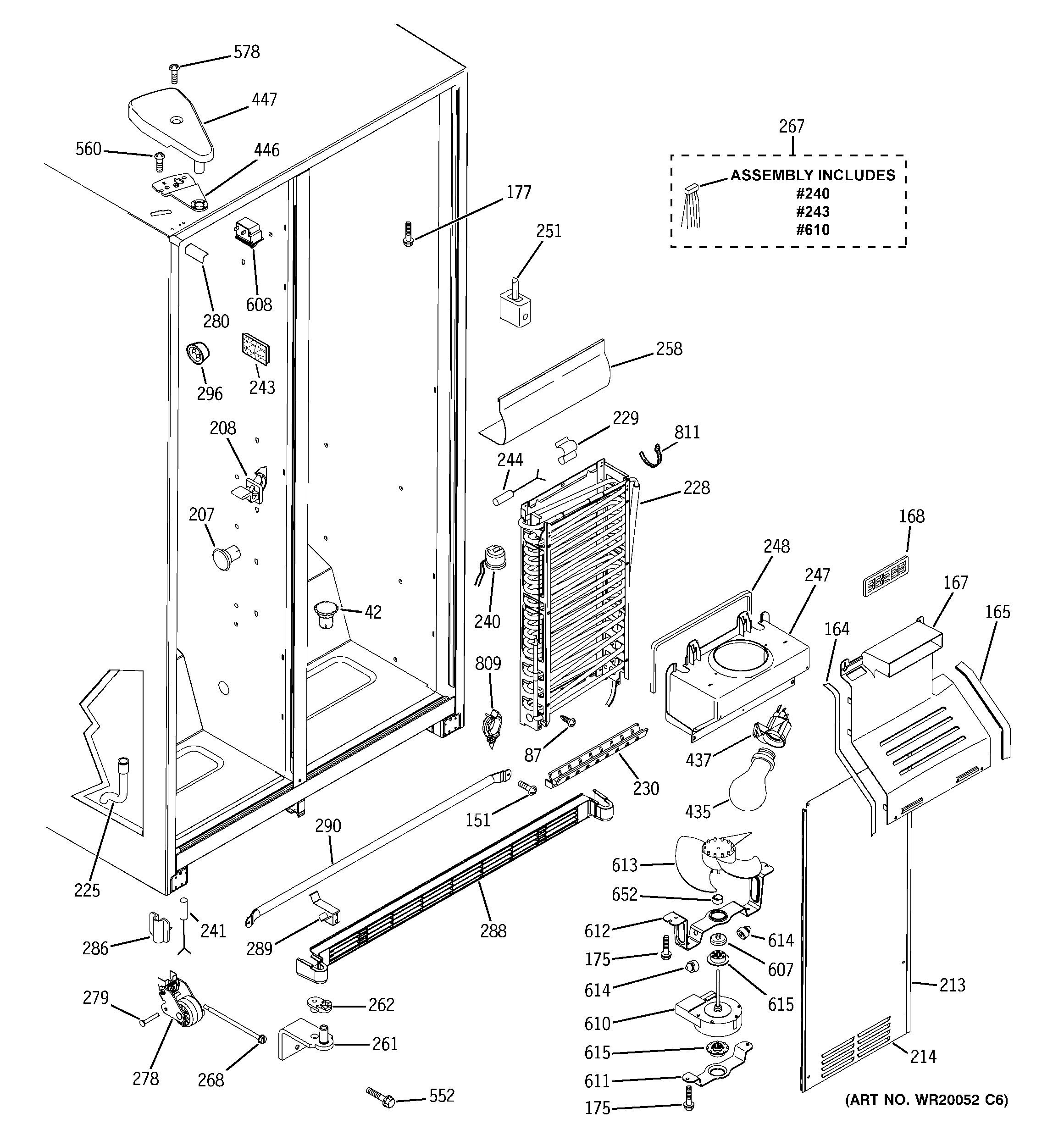 GE GSE20IBTGFWW freezer section diagram