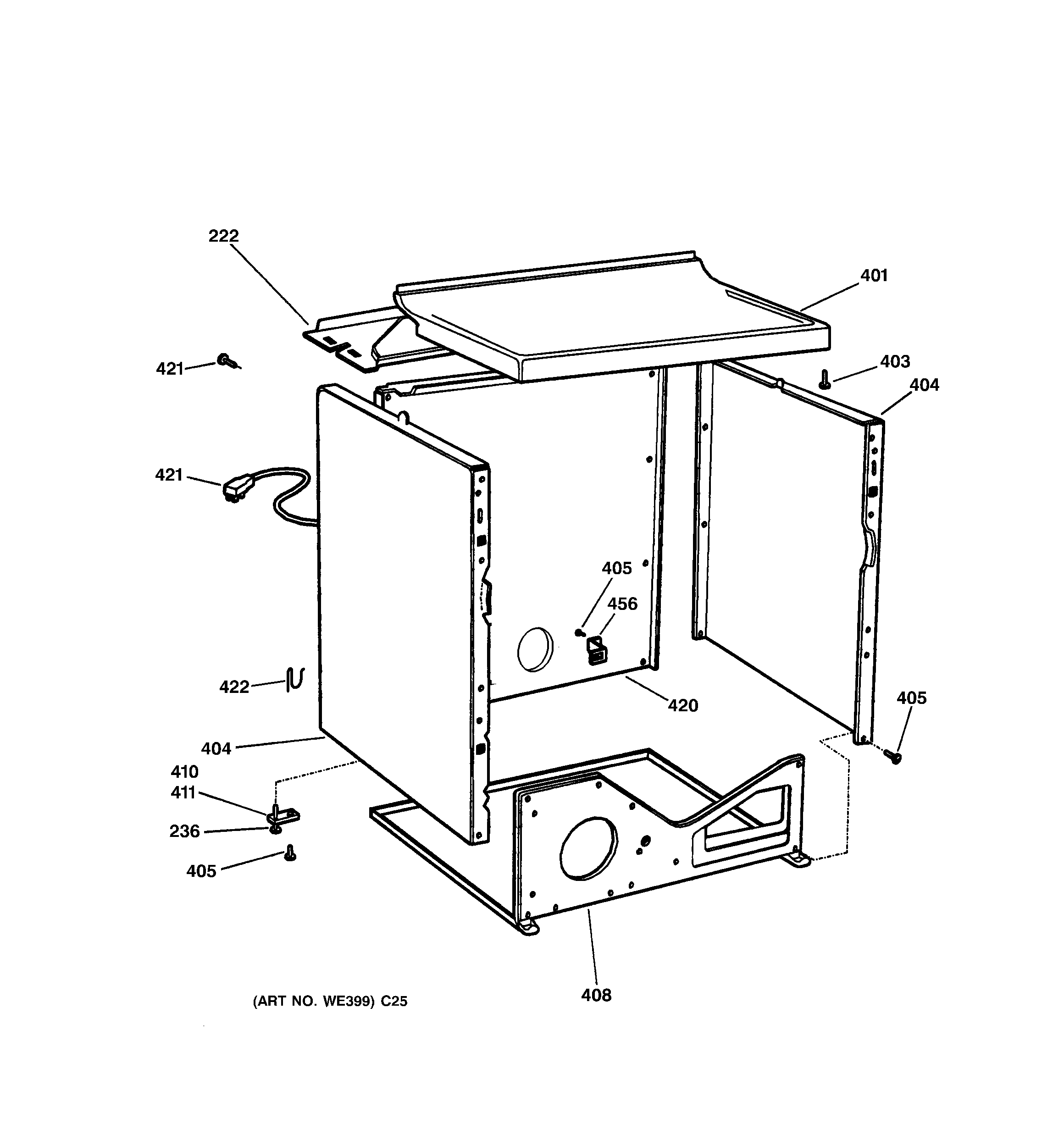 GE DJXR433GG3CC cabinet diagram