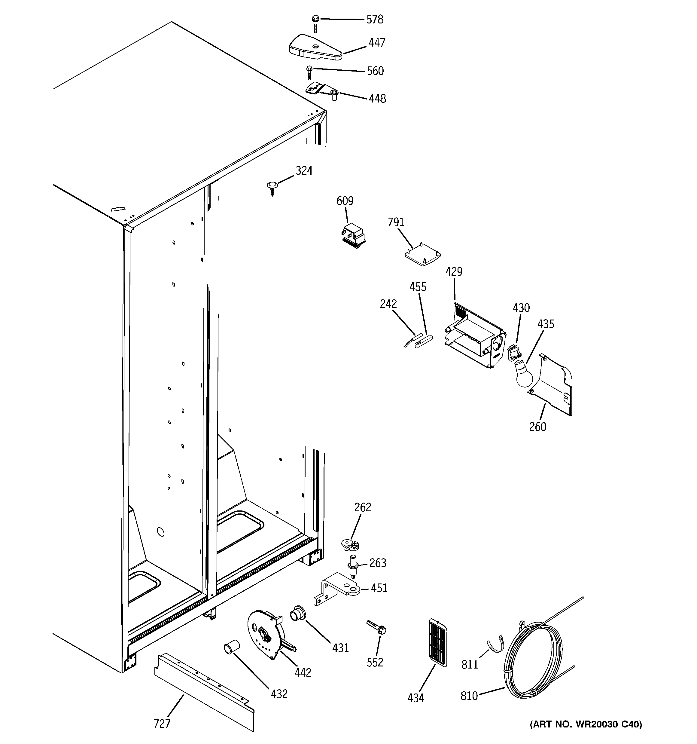 GE GSS22JETFWW fresh food section diagram